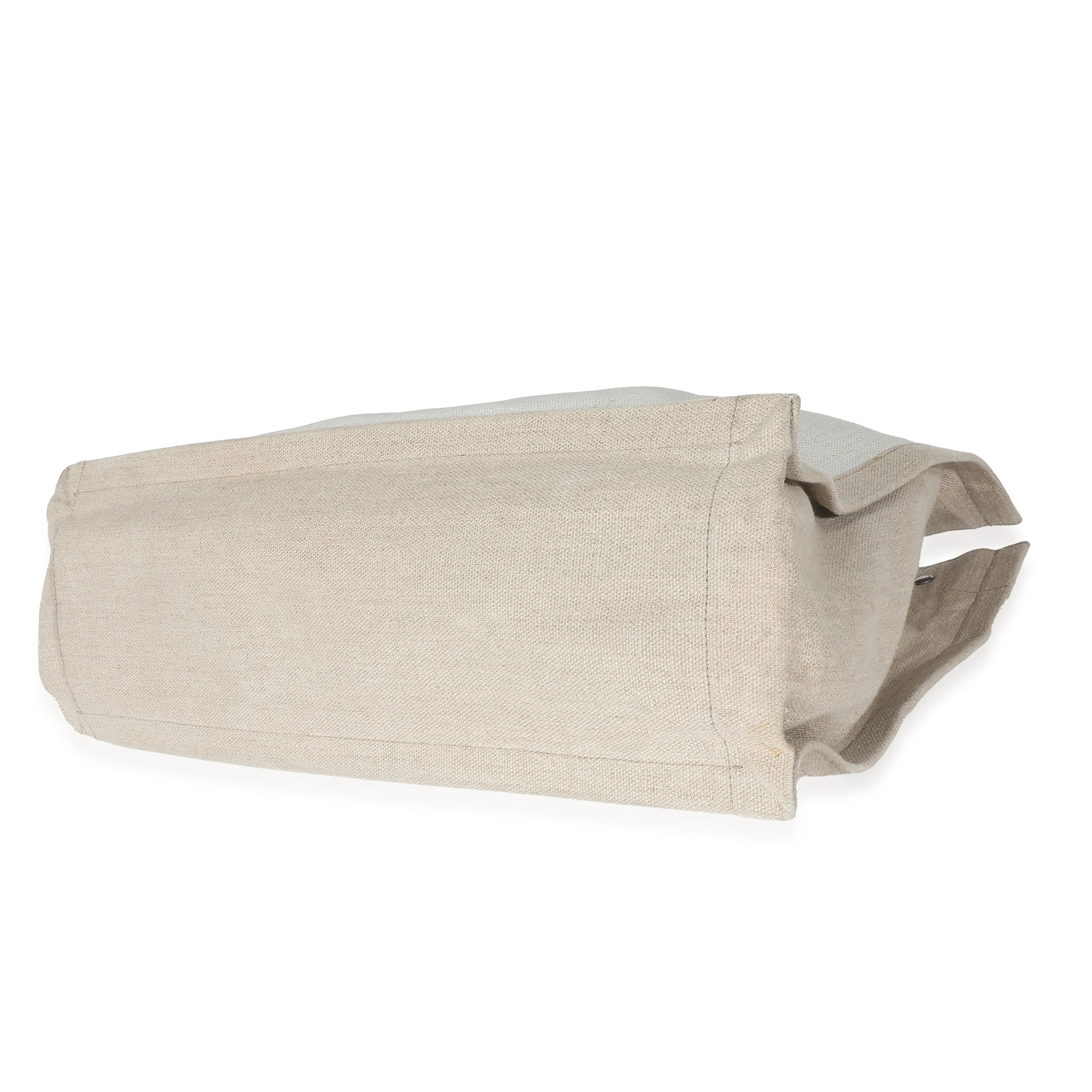 Saint Laurent Optic White Linen Rive Gauche Tote - Image 5