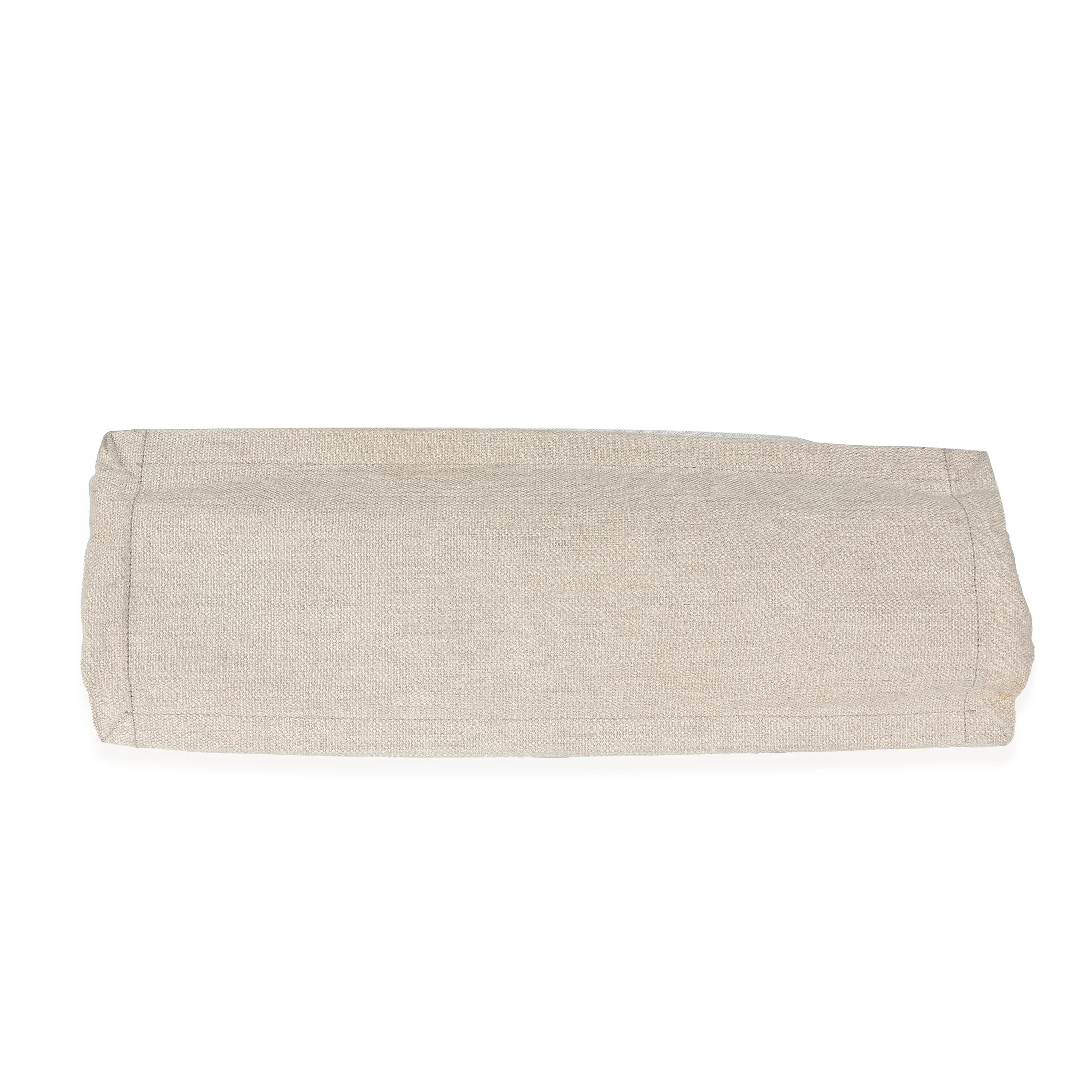 Saint Laurent Optic White Linen Rive Gauche Tote - Image 6