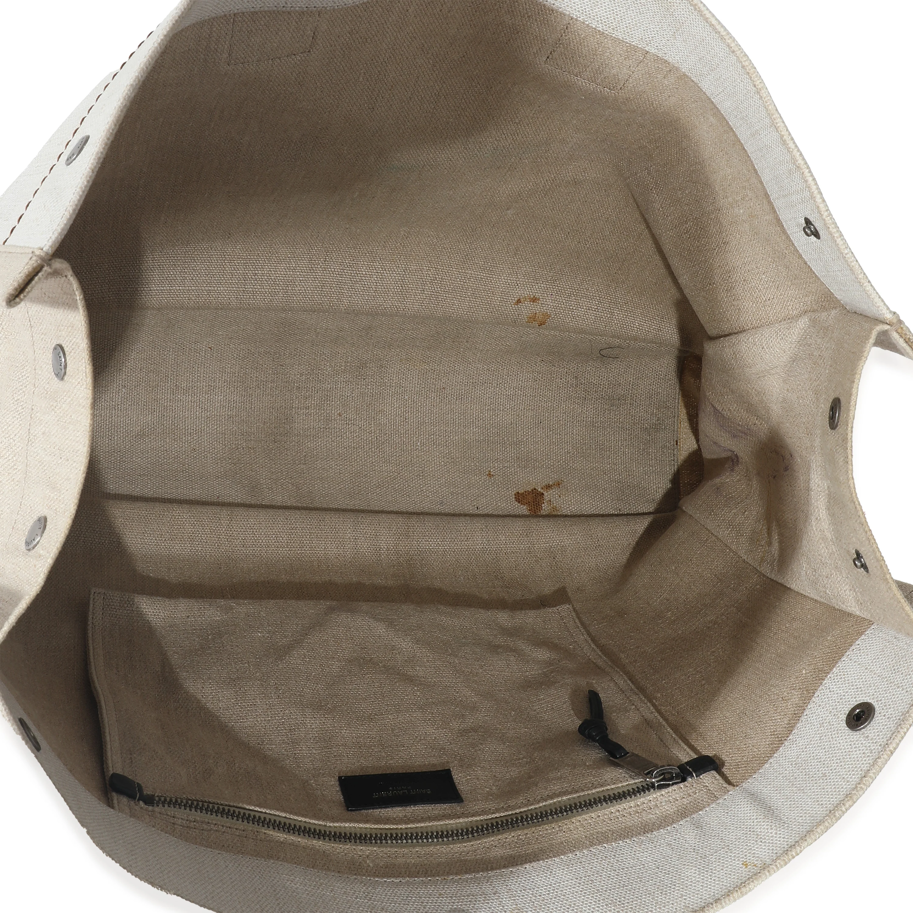 Saint Laurent Optic White Linen Rive Gauche Tote - Image 7