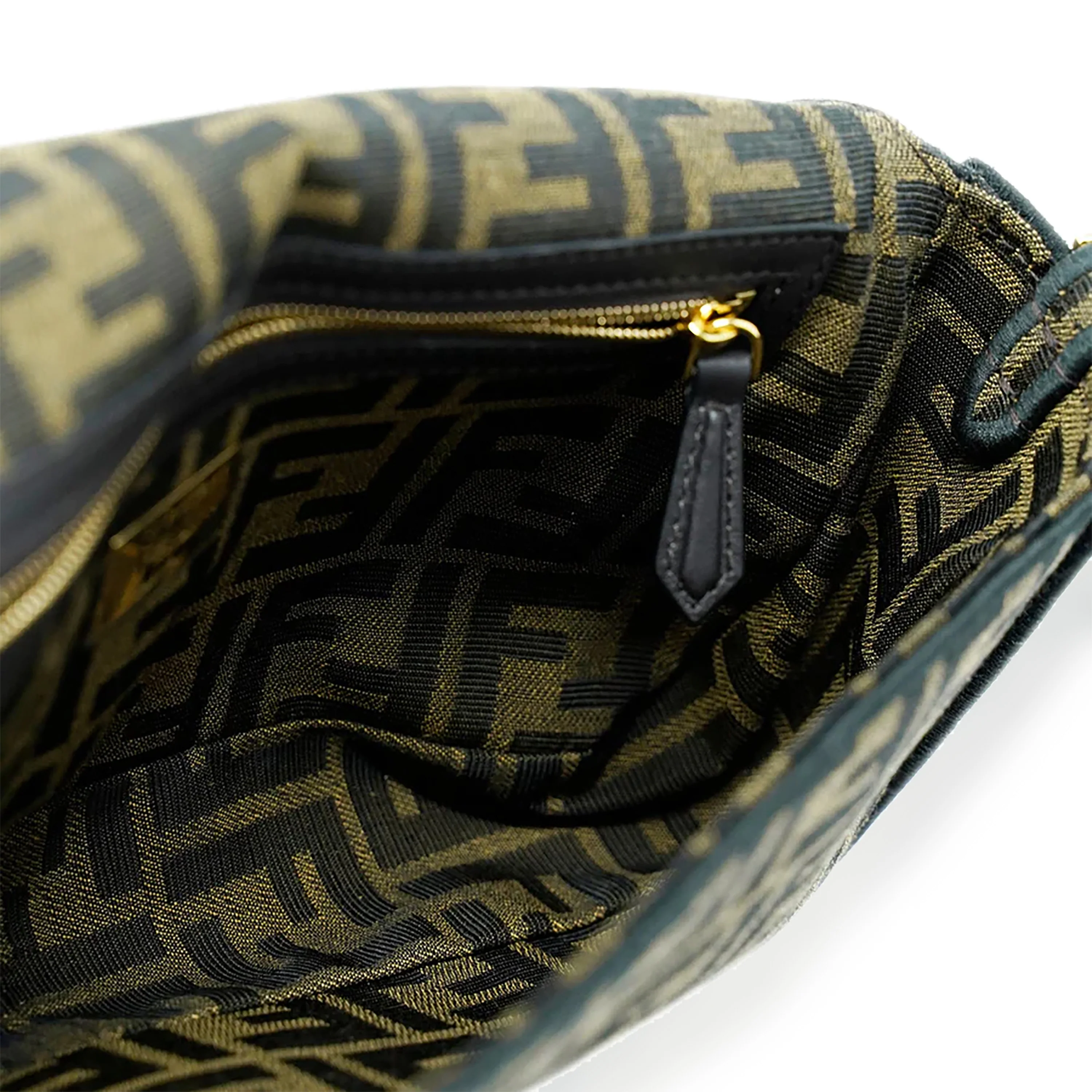 Fendi Tobacco Jacquard FF Fabric 1974 Medium Baguette - Image 8