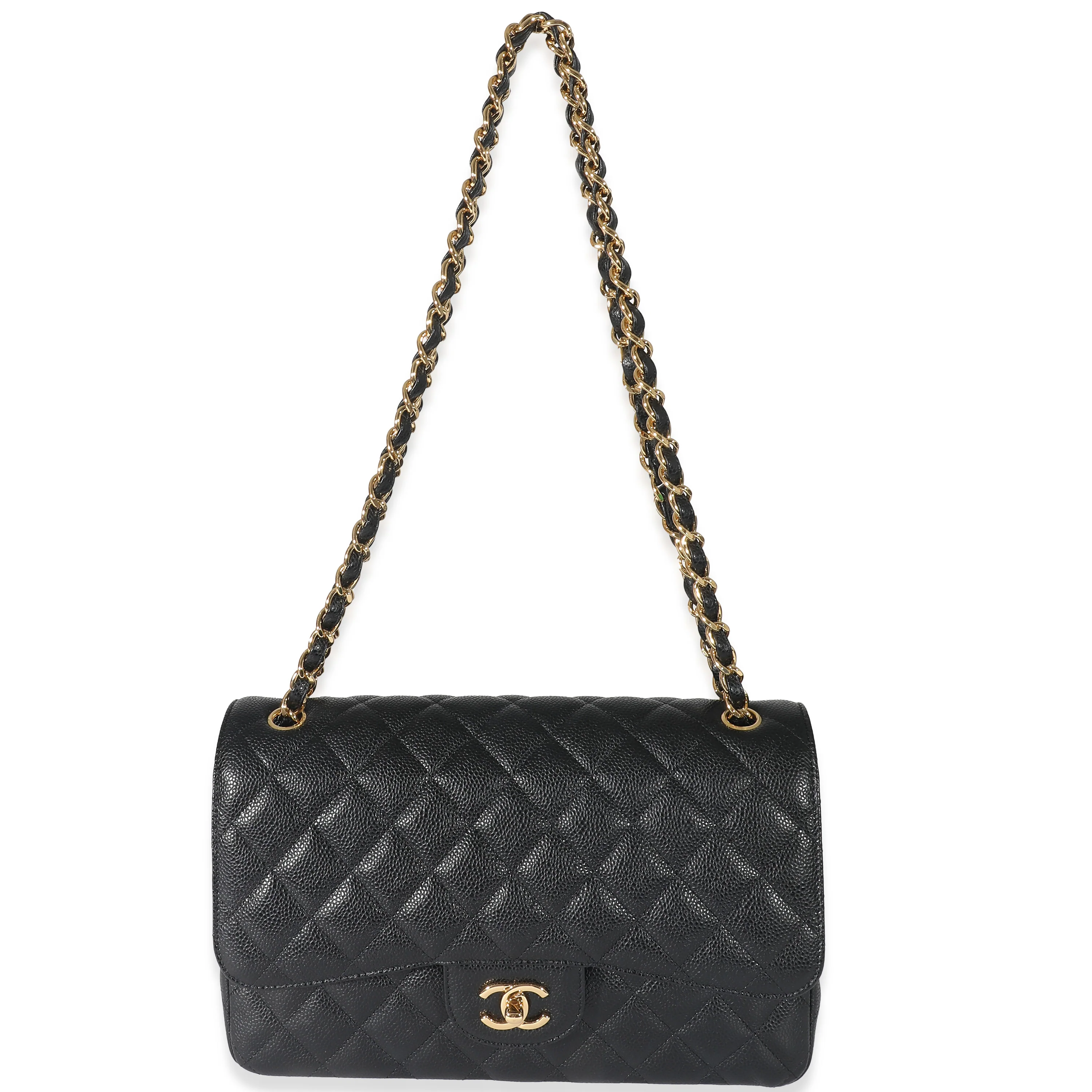 Chanel Black Quilted Caviar Jumbo Classic Double Flap Bag - Image 4