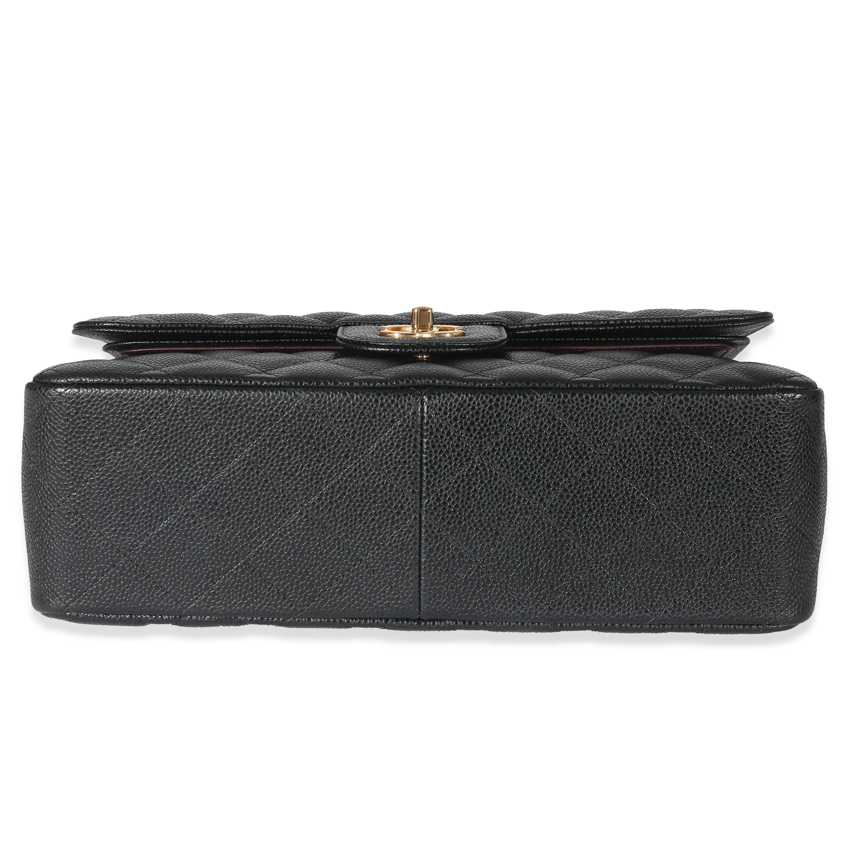 Chanel Black Quilted Caviar Jumbo Classic Double Flap Bag - Image 5