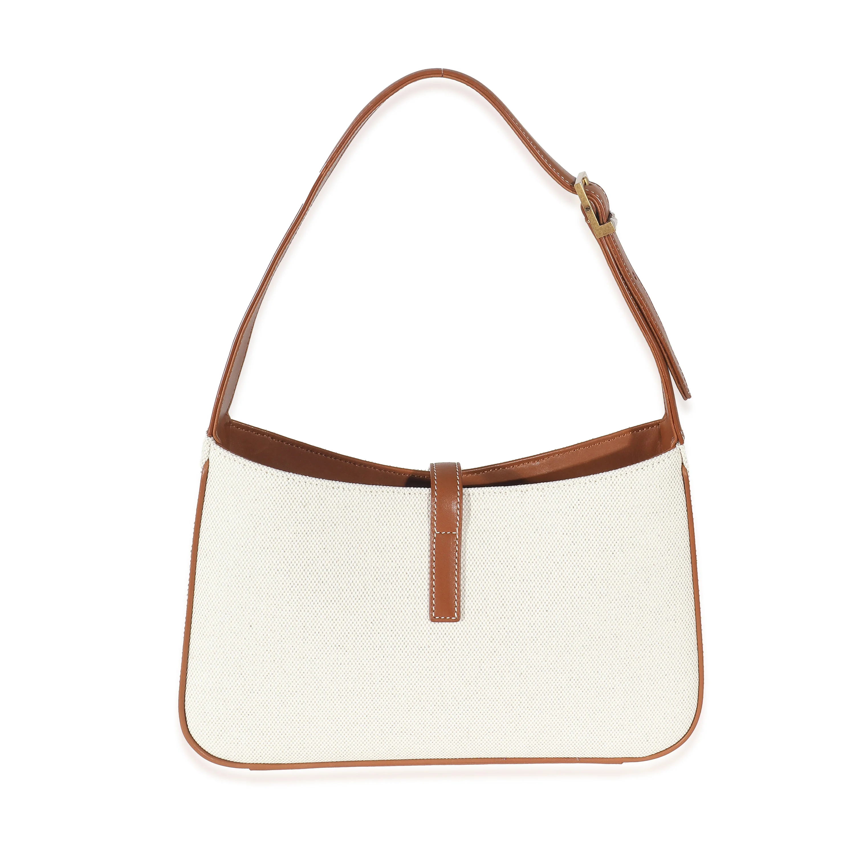 Saint Laurent Beige Canvas Le 5 à 7 Hobo - Image 4