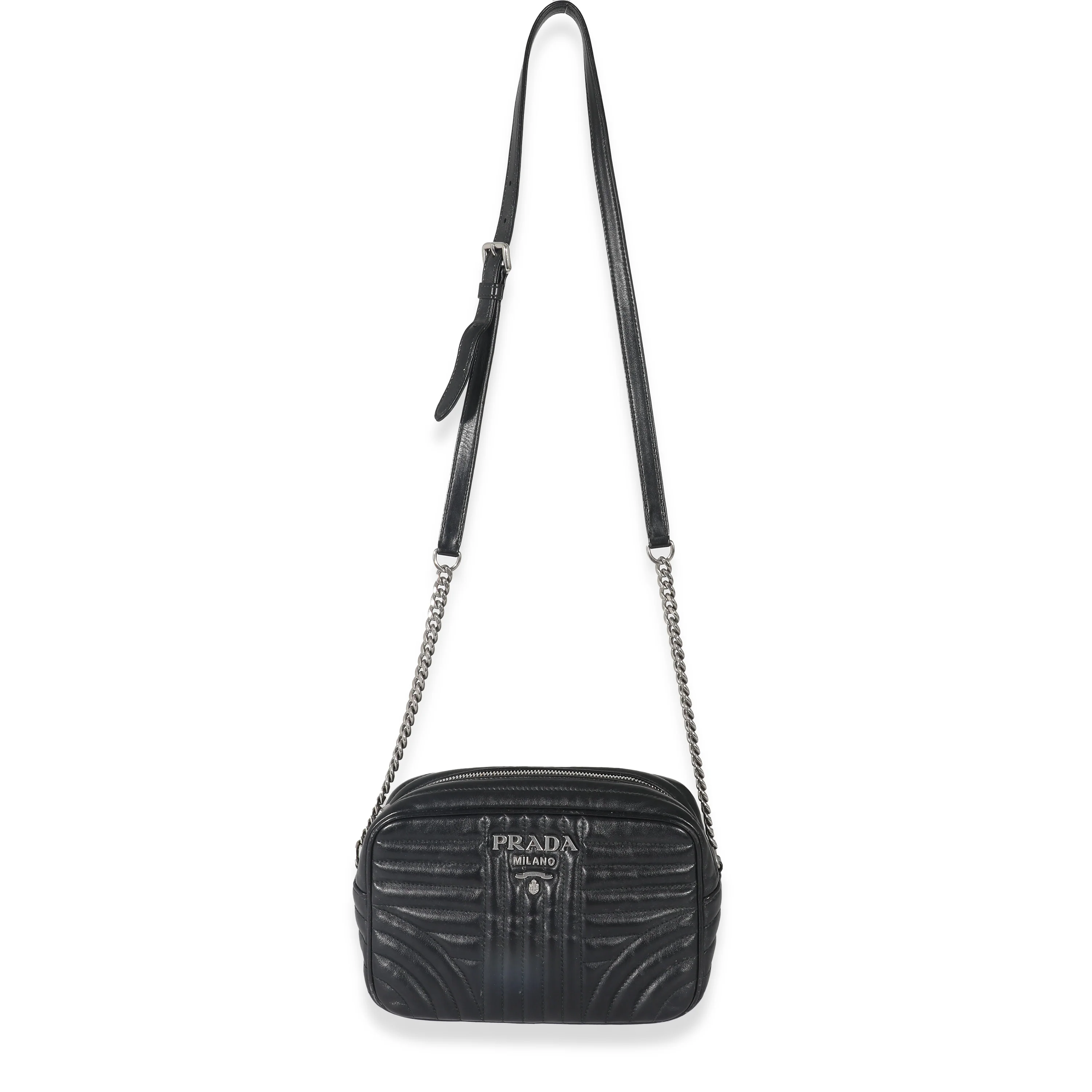 Prada Nero Soft Calfskin Impunture Diagramme Crossbody Bag - Image 4