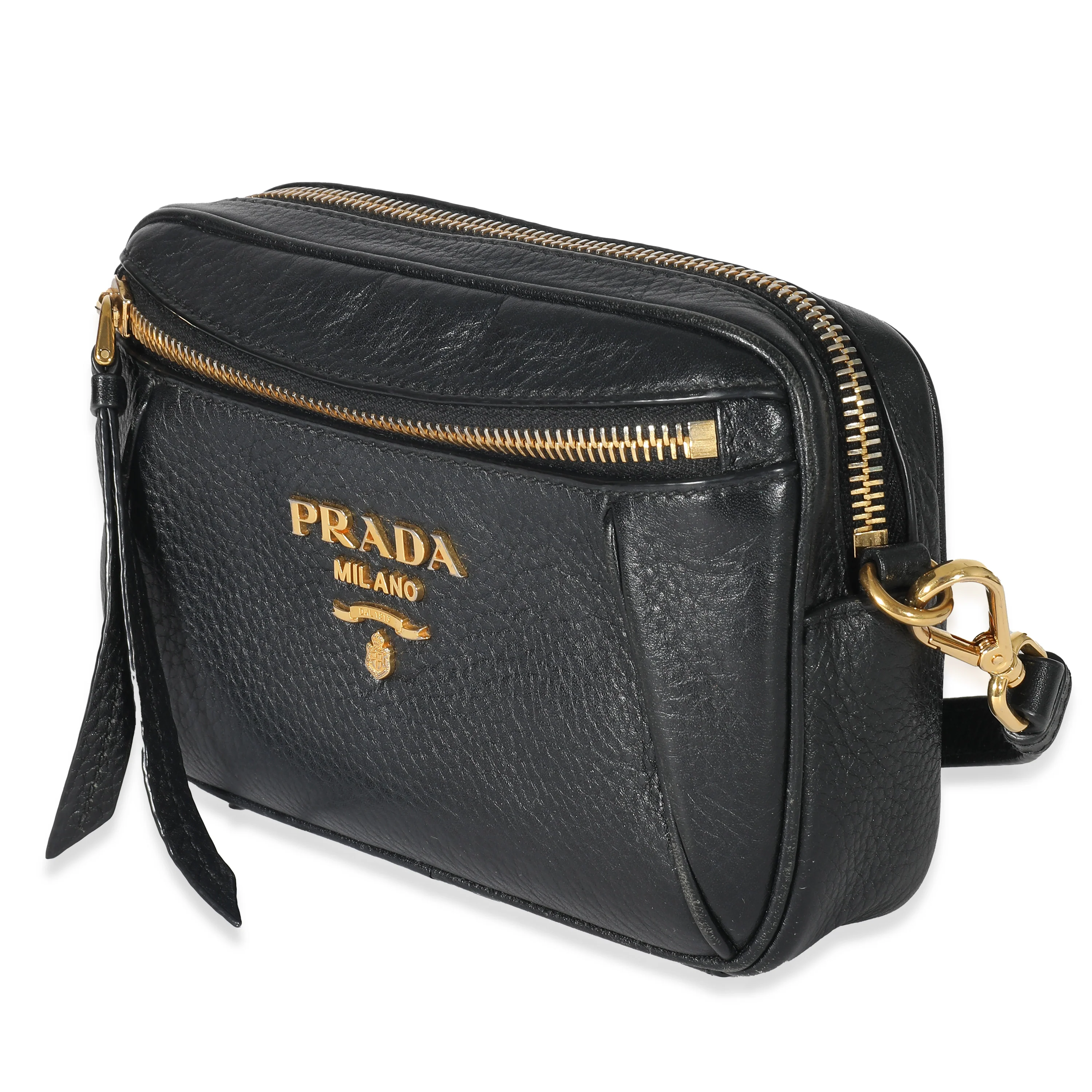 Prada Black Vitello Daino Convertible Belt Bag - Image 2