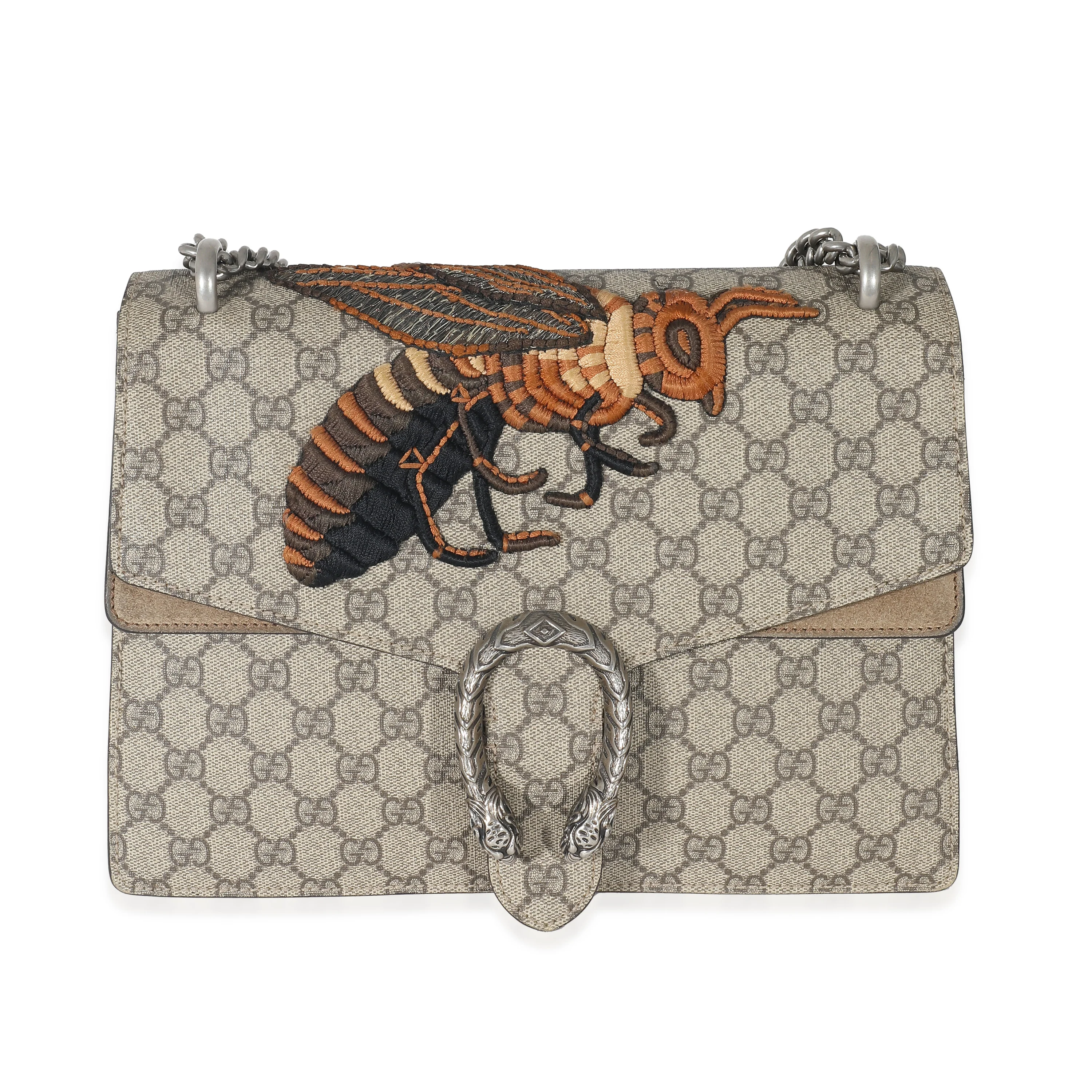 Gucci Beige GG Supreme Monogram Bee Embroidered Medium Dionysus