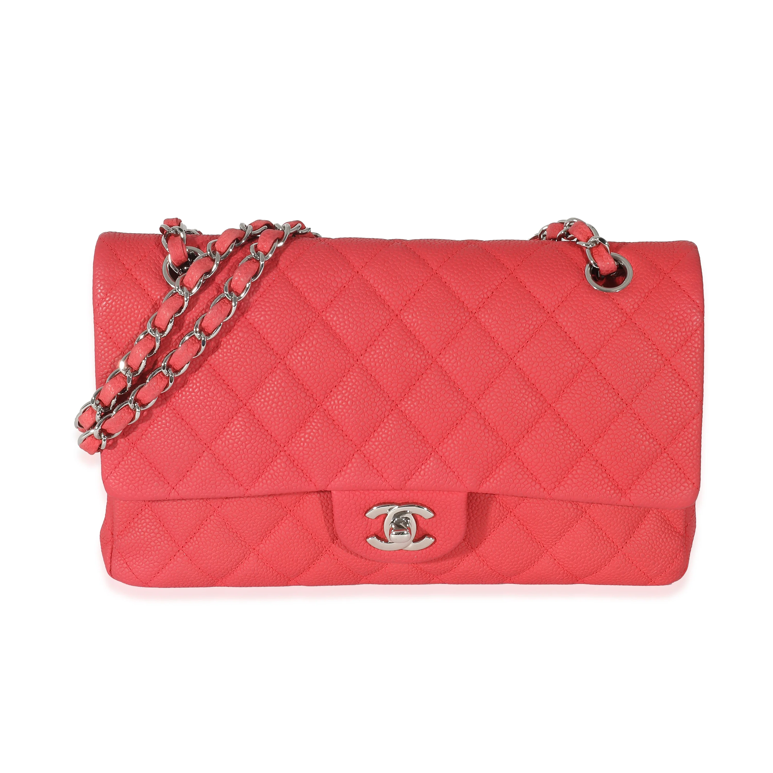 Red Matte Caviar Medium Double Flap Bag