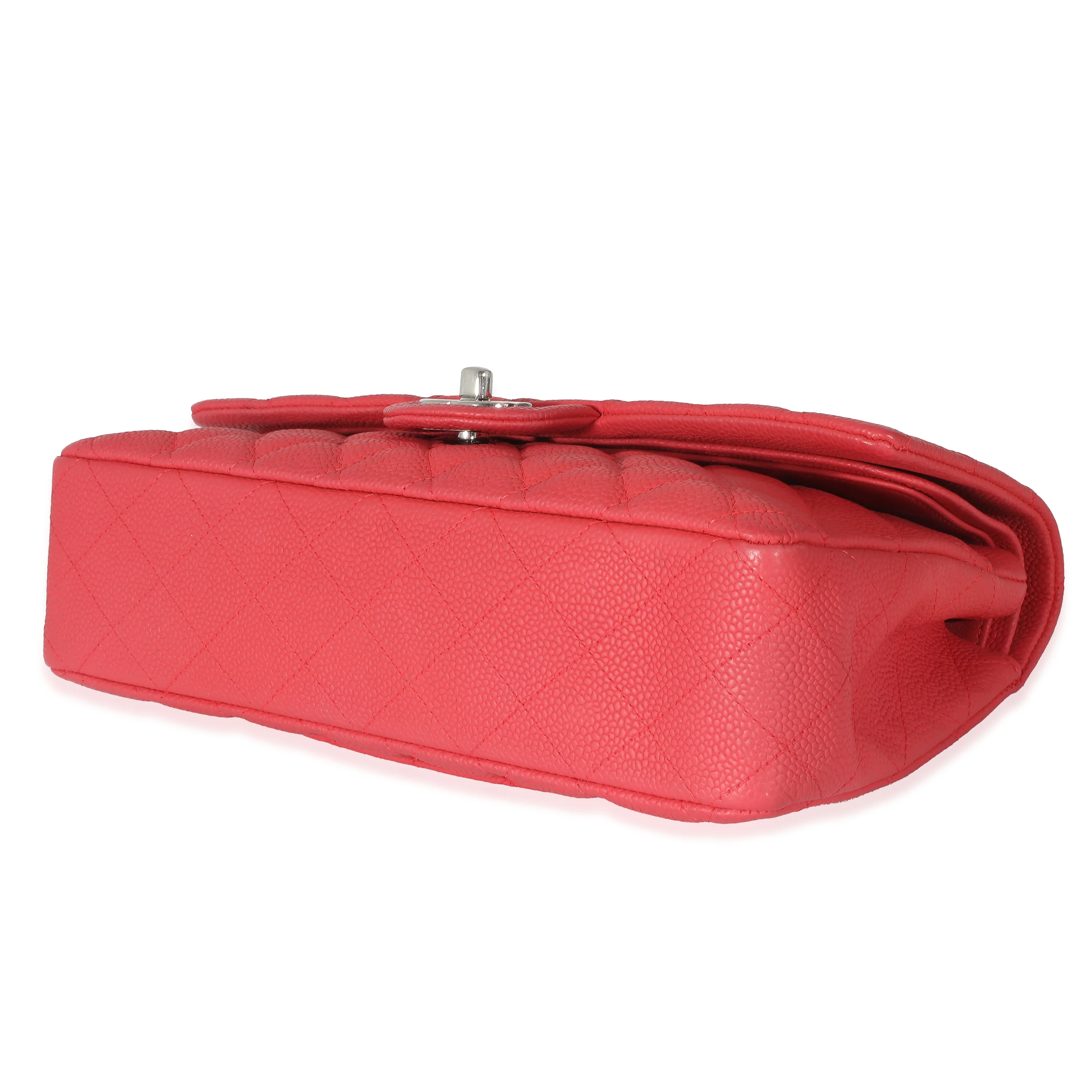 Red Matte Caviar Medium Double Flap Bag - Image 7