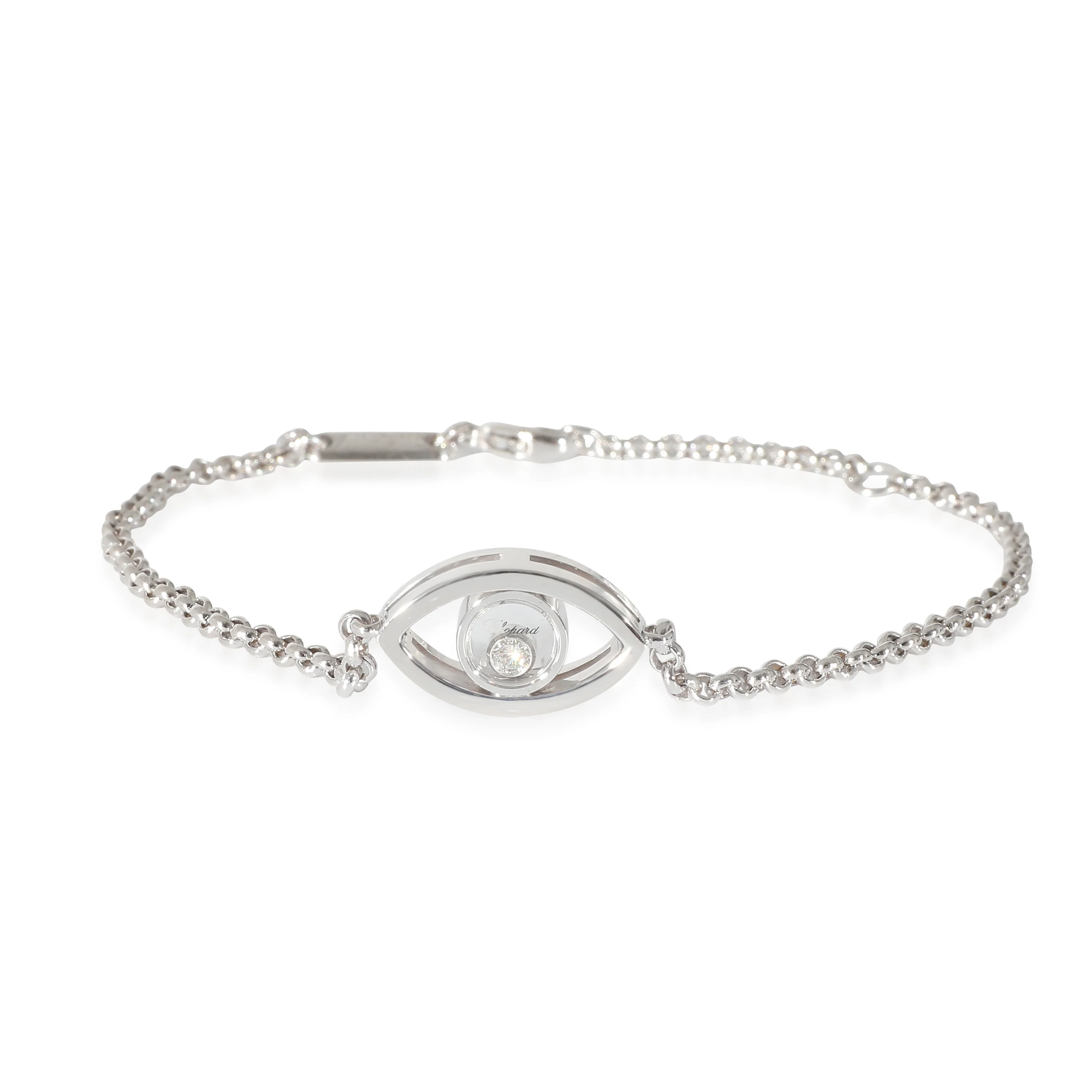 Chopard Happy Diamonds Good Luck Charm Diamond Bracelet in 18K White Gold 0.05