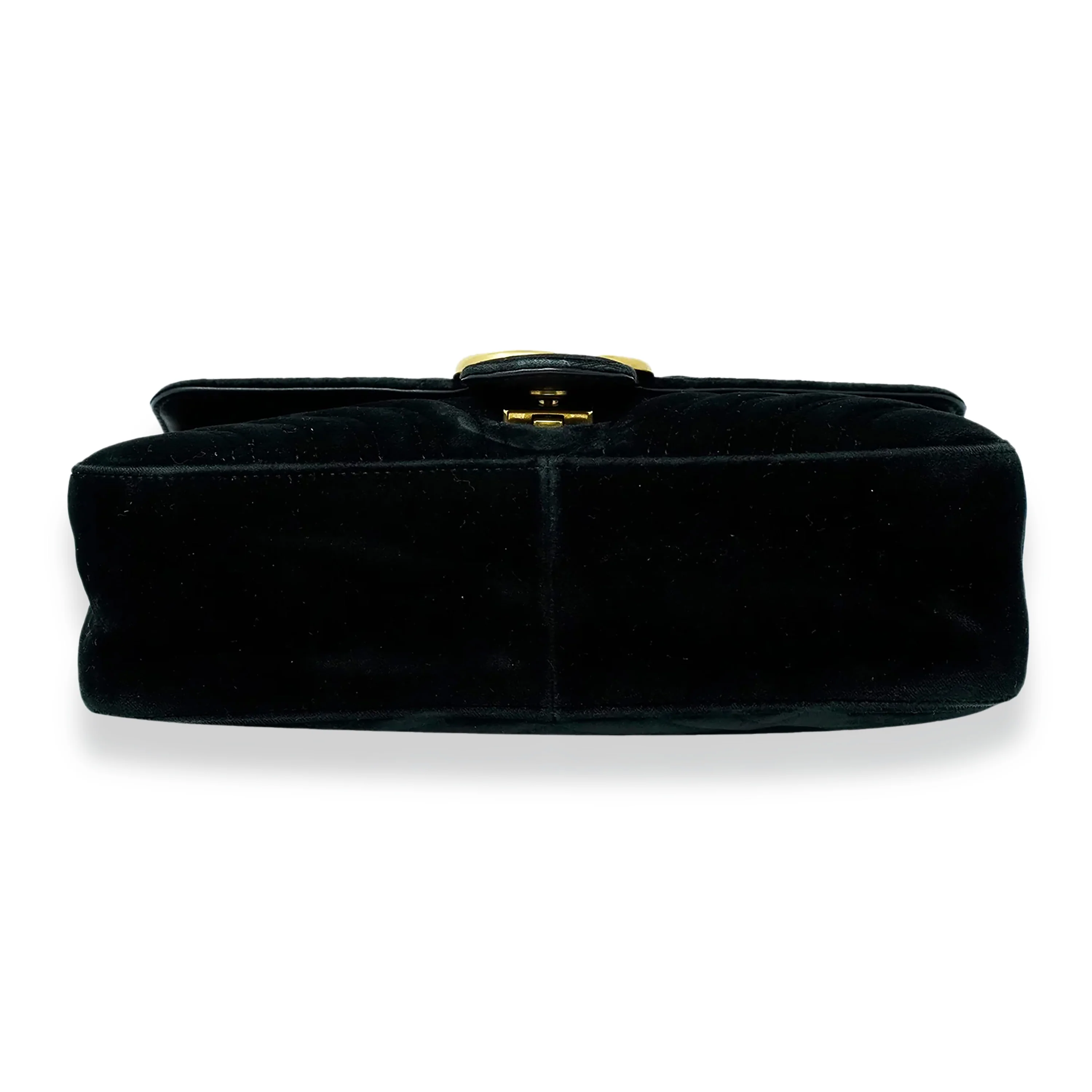 Black Matelassé Velvet Small Marmont Shoulder Bag - Image 4