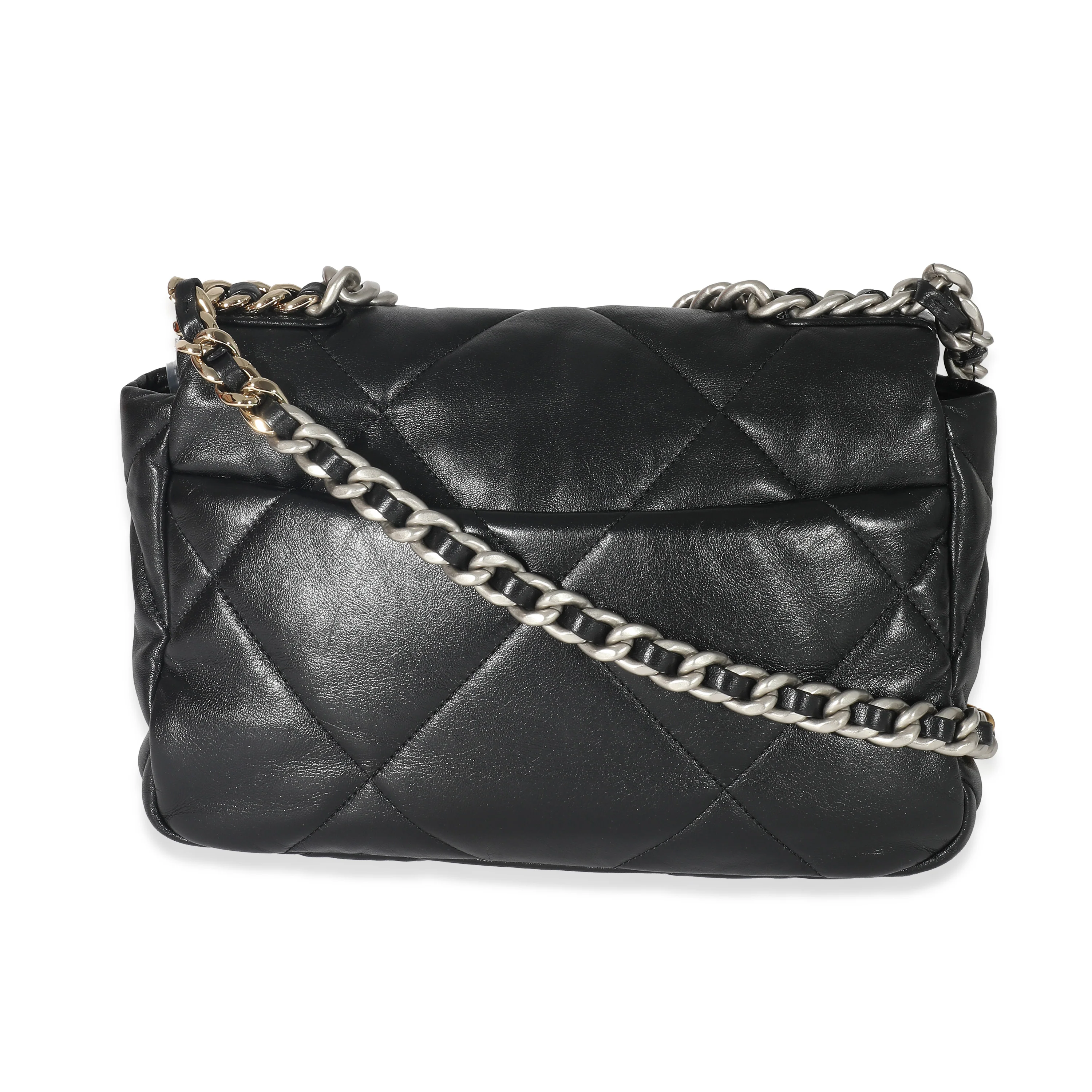 Chanel Black Quilted Goatskin Medium Chanel 19 Flap Bag - Image 3