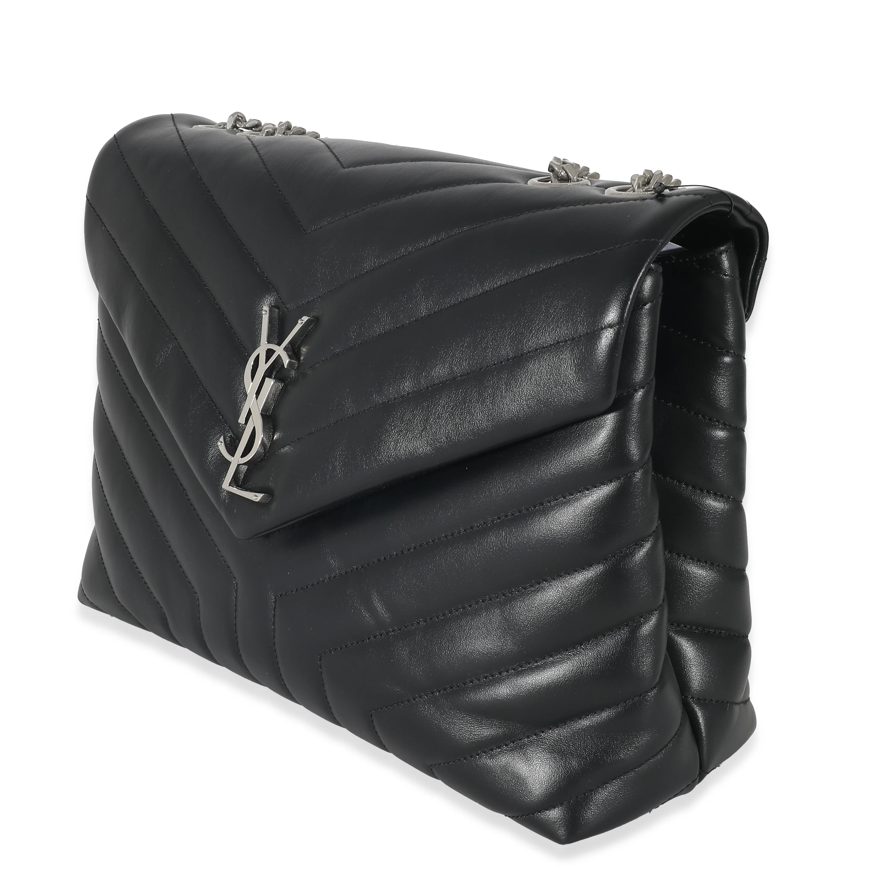 Saint Laurent Black Matelassé Leather Medium Loulou Bag - Image 2