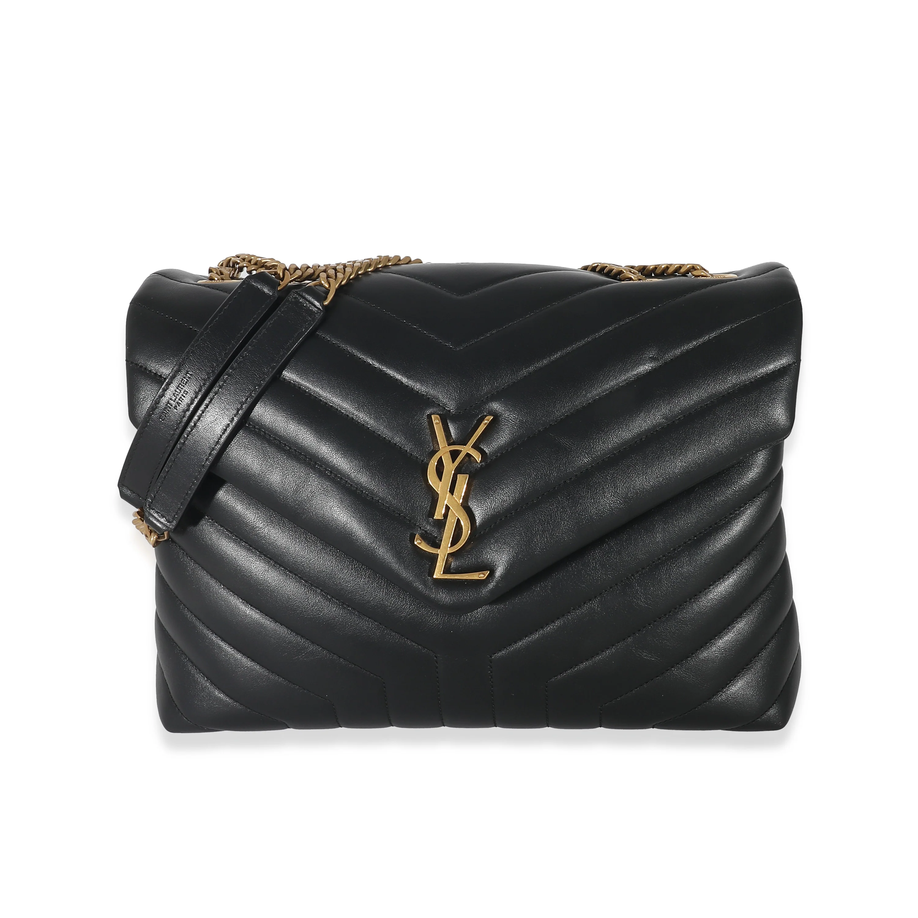 Saint Laurent Black Matelassé Leather Medium Loulou Bag