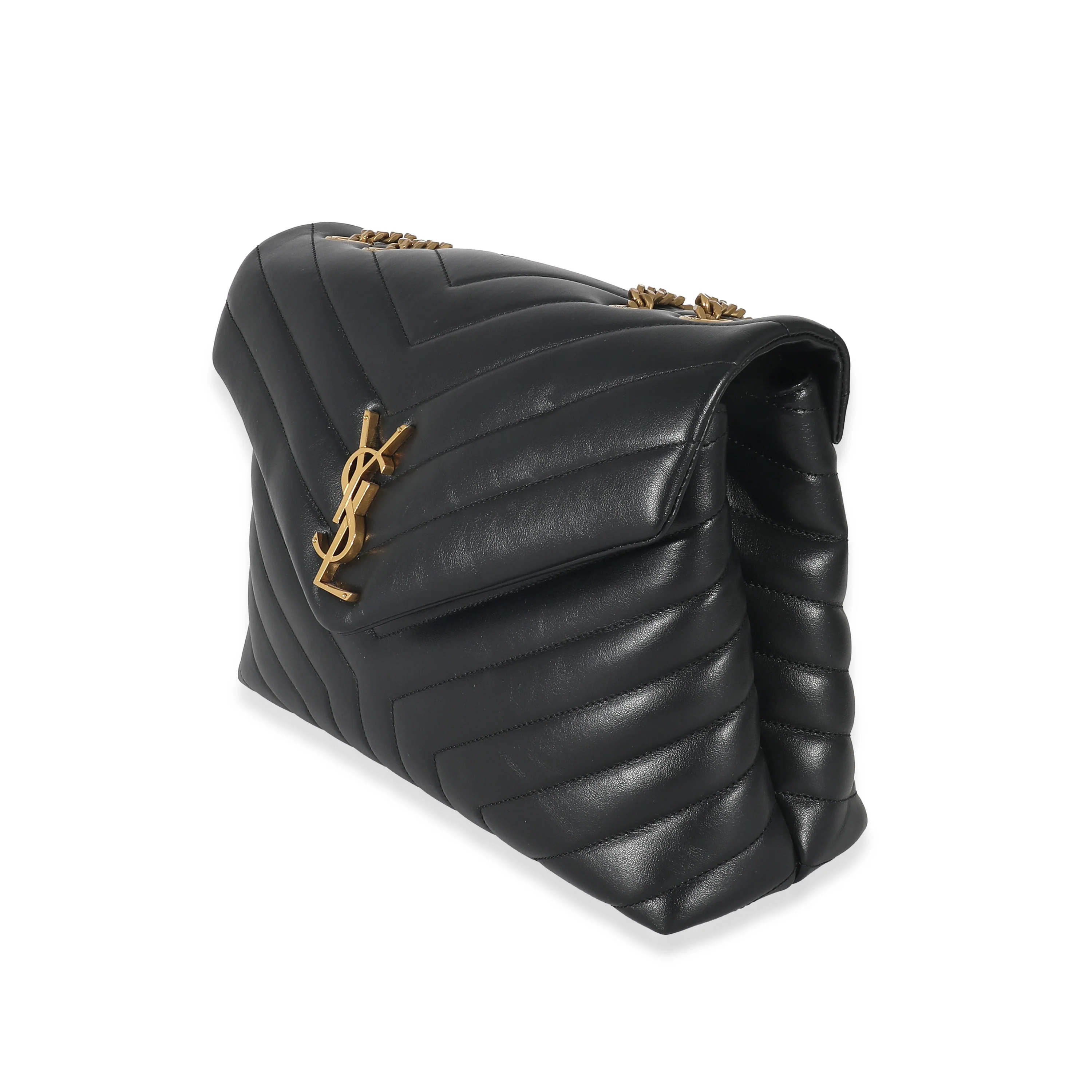 Saint Laurent Black Matelassé Leather Medium Loulou Bag - Image 2