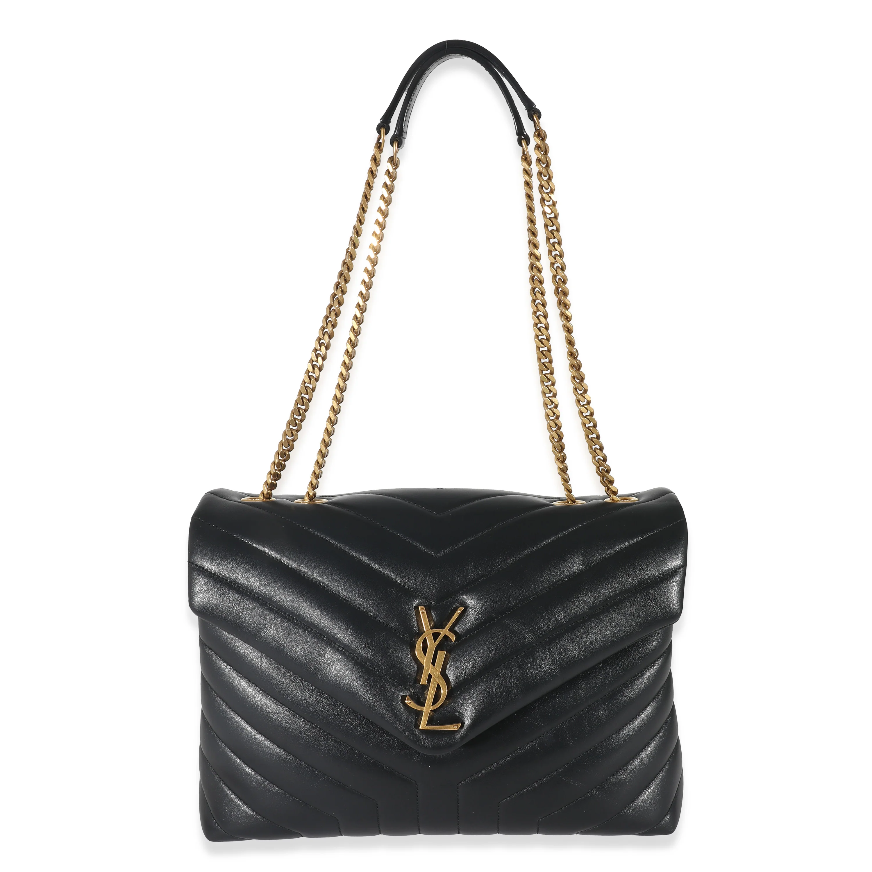 Saint Laurent Black Matelassé Leather Medium Loulou Bag - Image 4