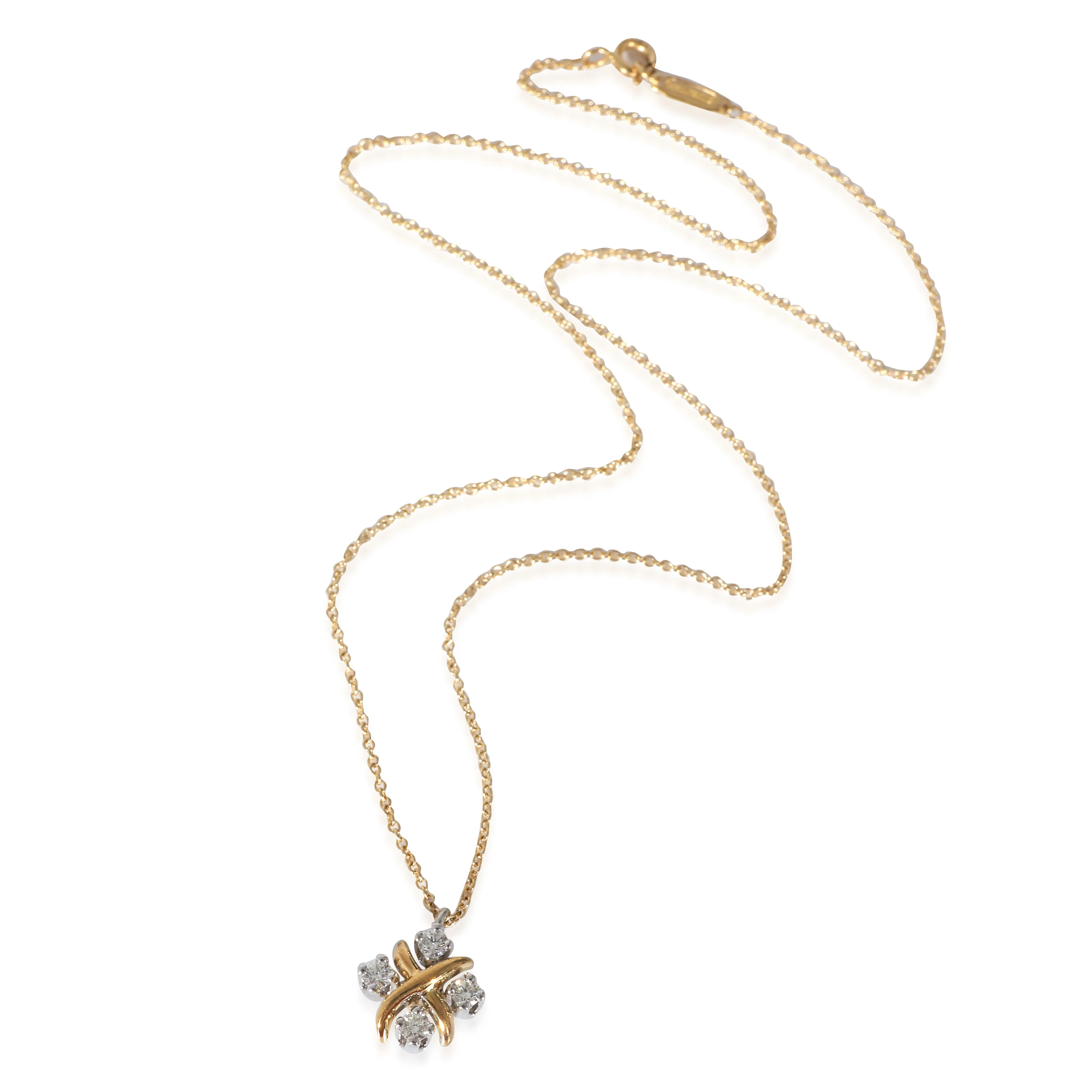 Tiffany Schlumberger Lynn Diamond Pendant in 18KT Gold/Platinum 0.21 CTW - Image 2