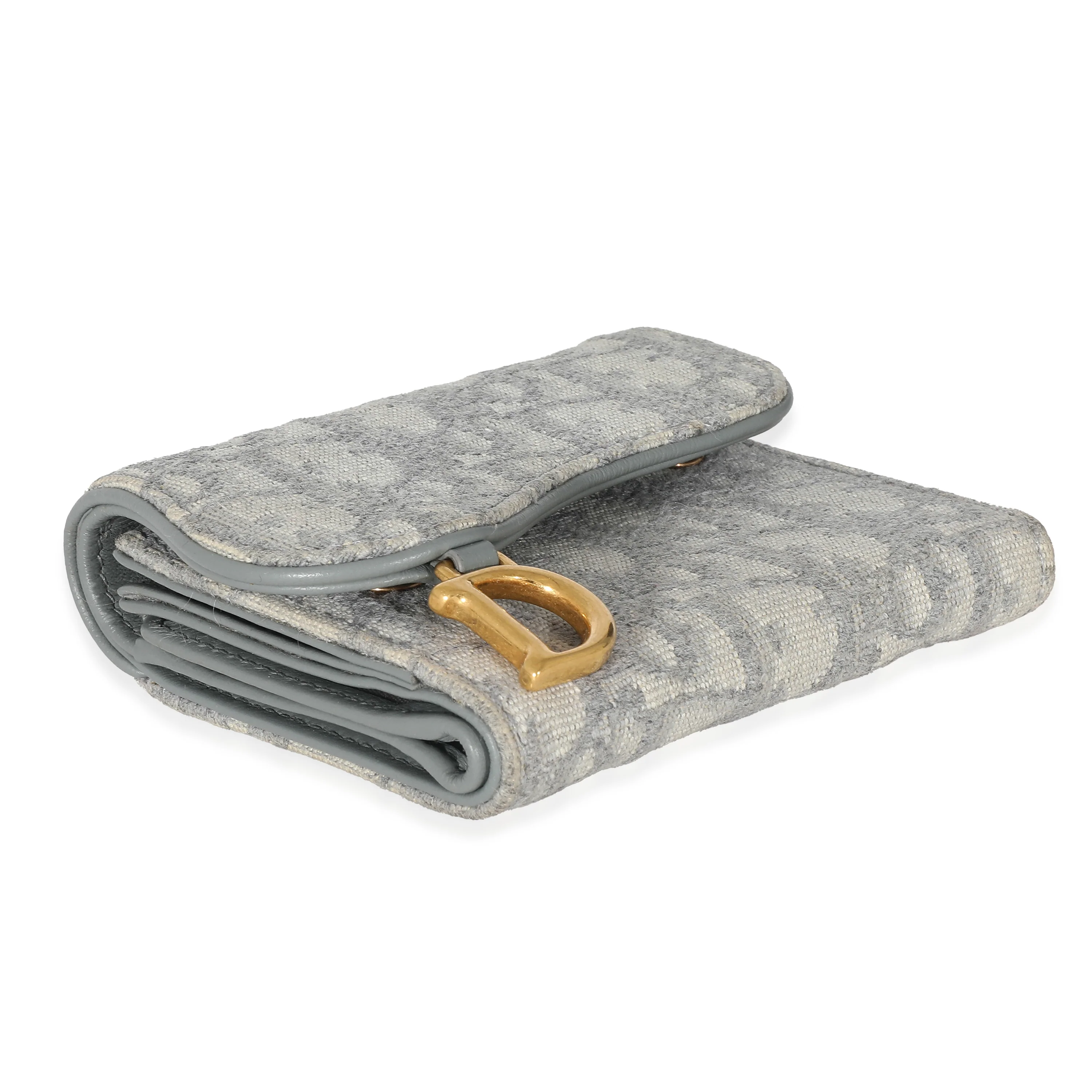 Christian Dior Gris Oblique Lotus Saddle Wallet - Image 4
