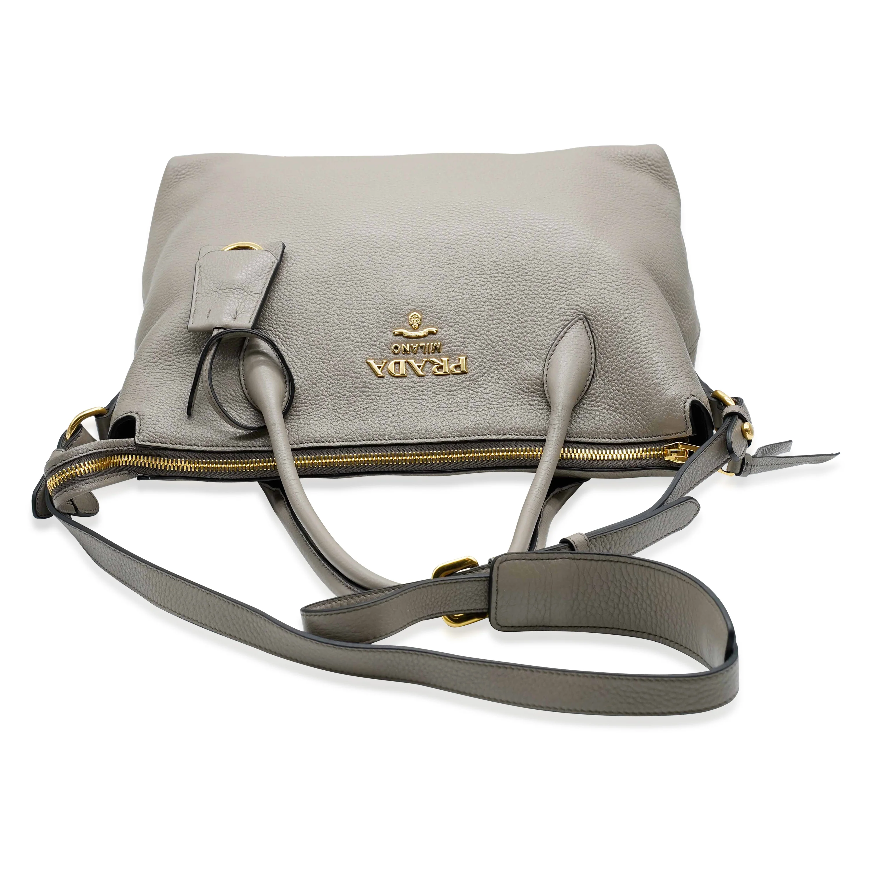 Prada Argilla Leather Vitello Daino Shoulder Bag - Image 6