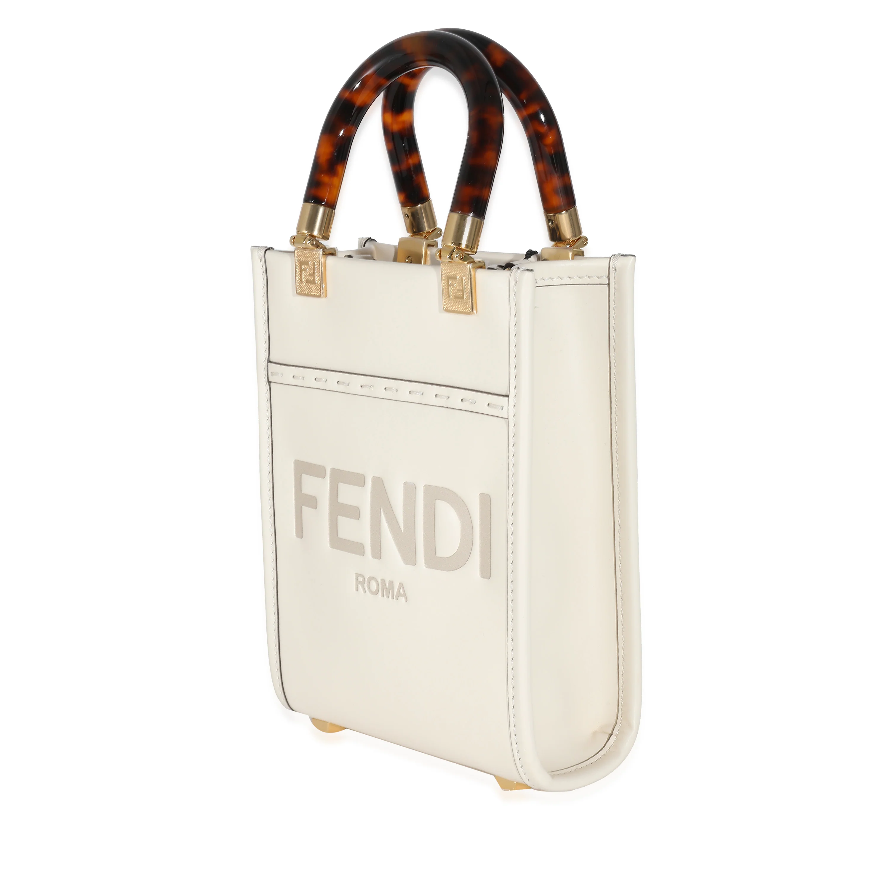White Leather Mini Sunshine Shopper - Image 2