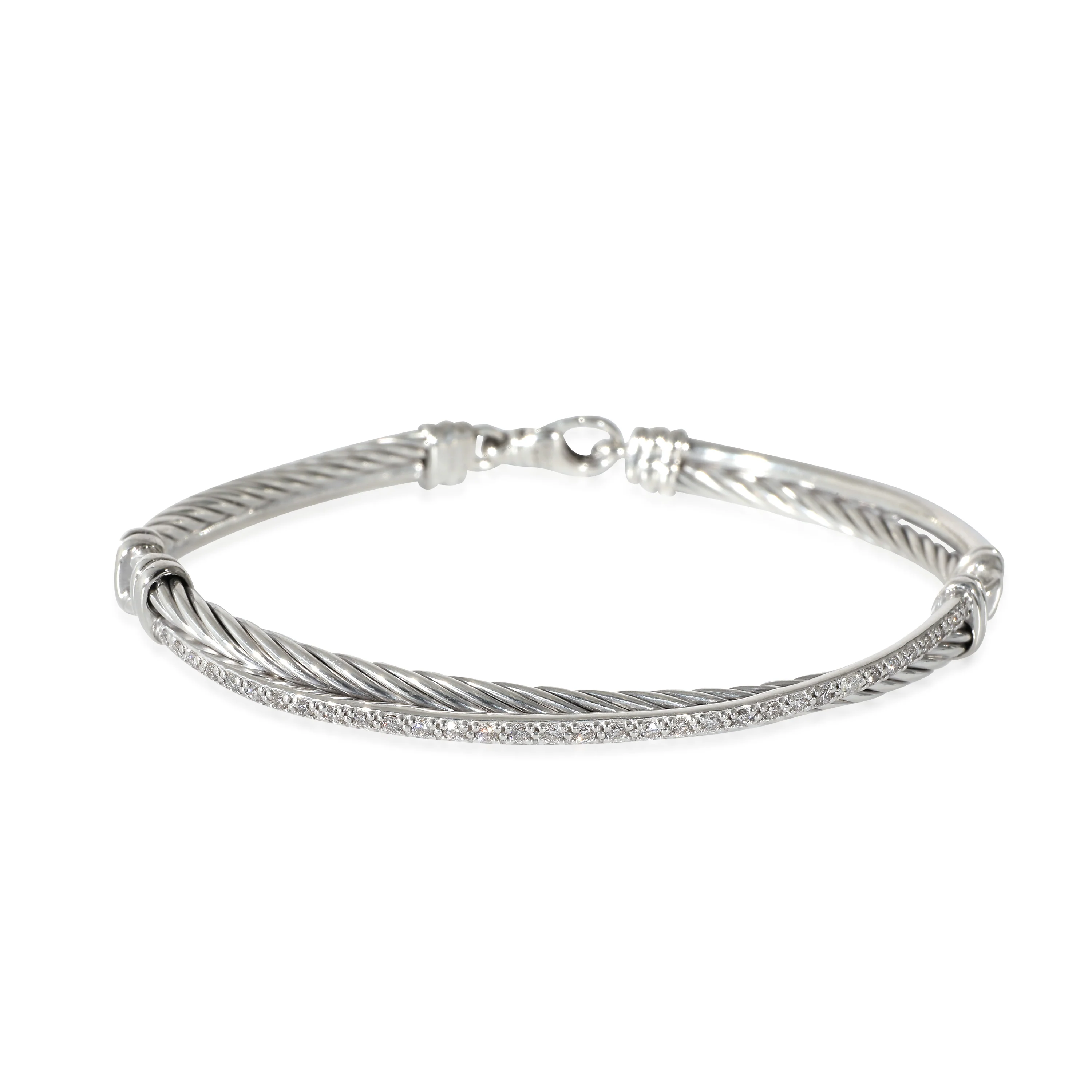 David Yurman Crossover Bracelet in Sterling Silver 0.43 CTW