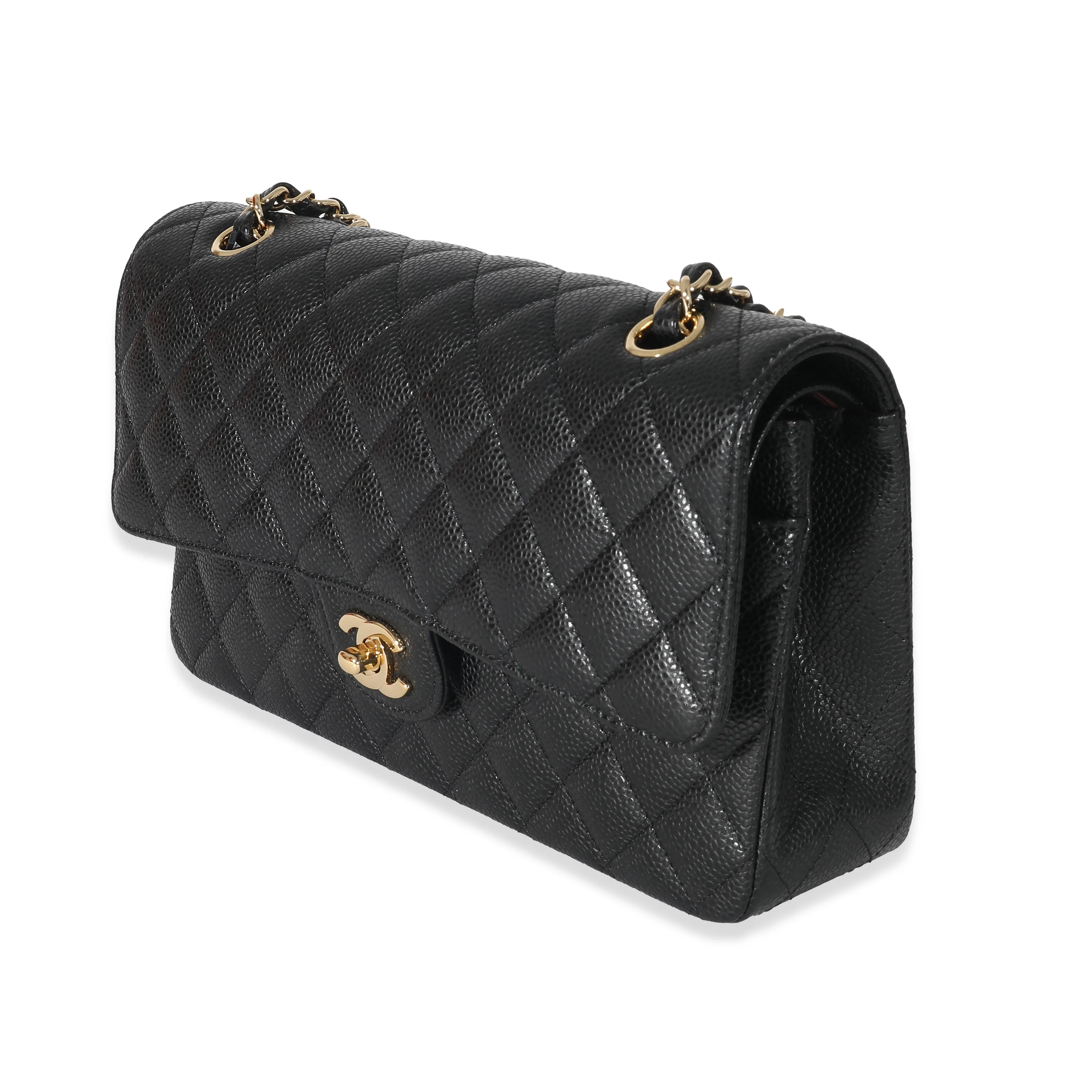 Chanel Black Quilted Caviar Medium Classic Double Flap Bag - Image 2