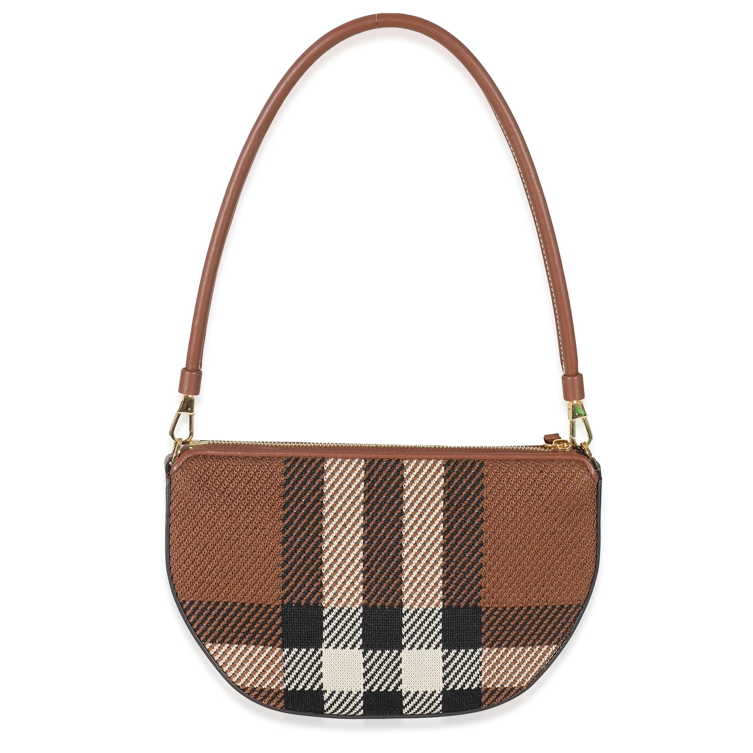 Burberry Brown Knitted Check Olympia Pouch Bag - Image 3
