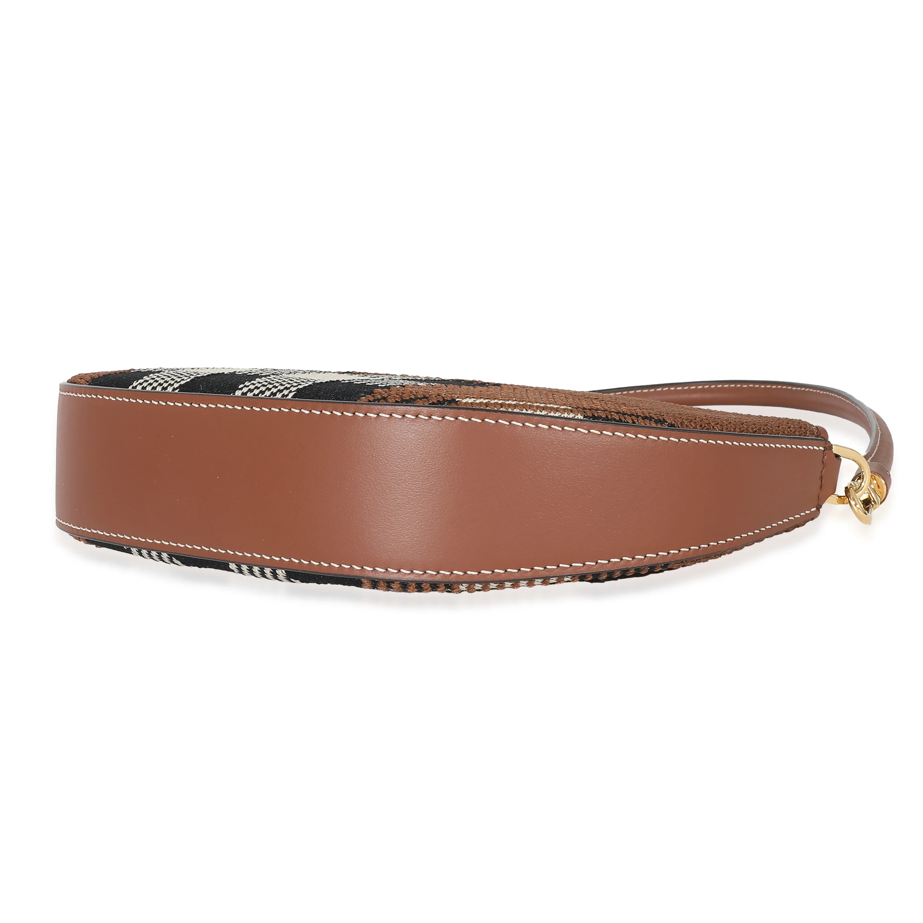 Burberry Brown Knitted Check Olympia Pouch Bag - Image 7