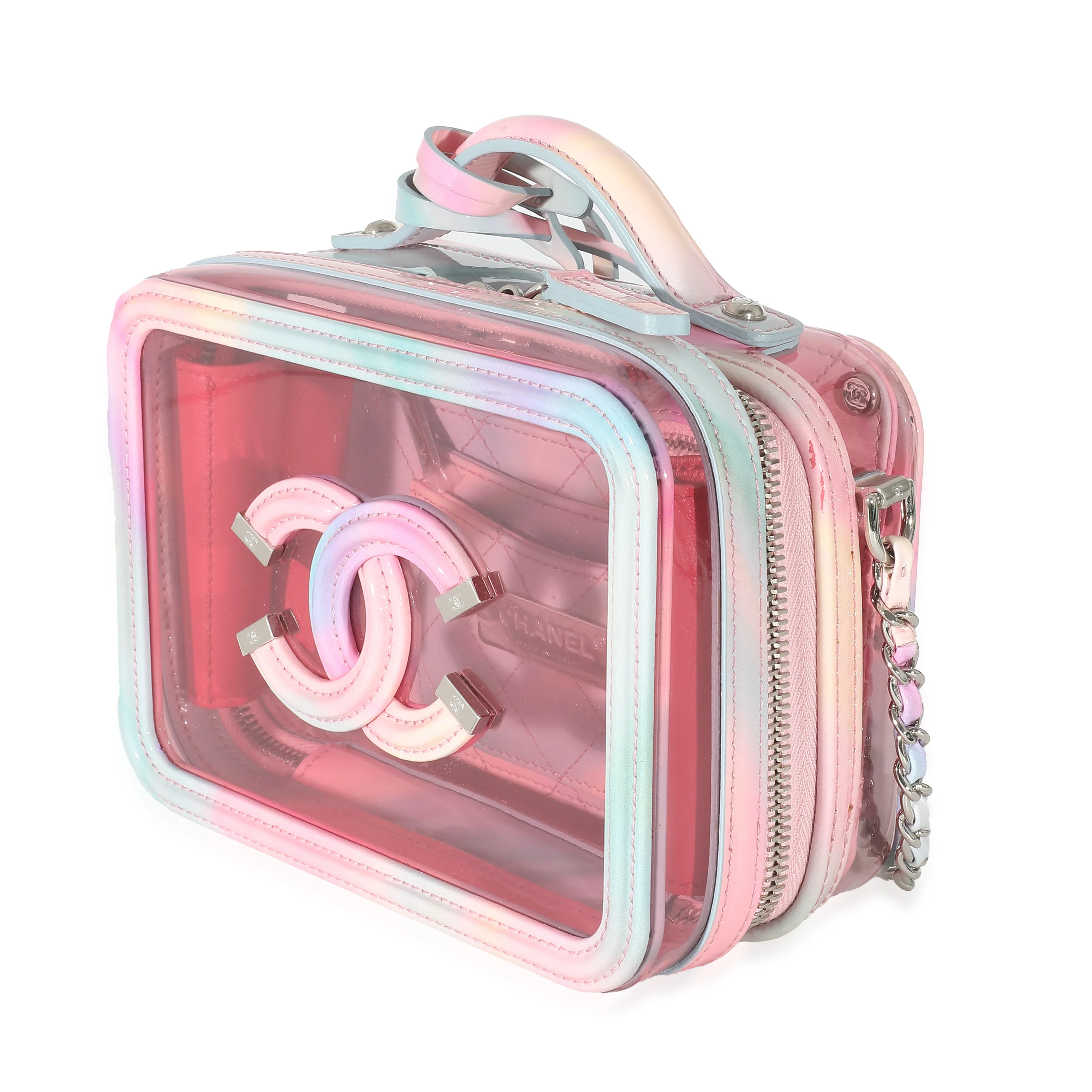 Chanel Pink PVC & Multicolor Patent Leather CC Vanity Case - Image 2