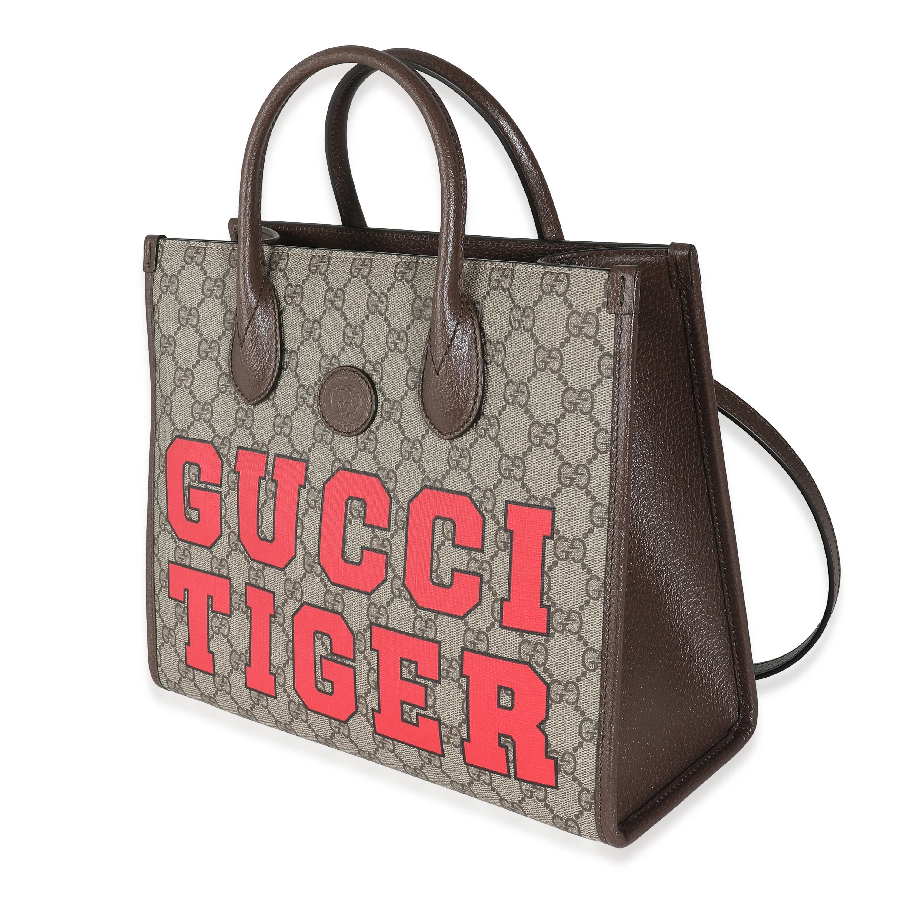 Beige GG Supreme Monogram Small Tiger Tote - Image 2