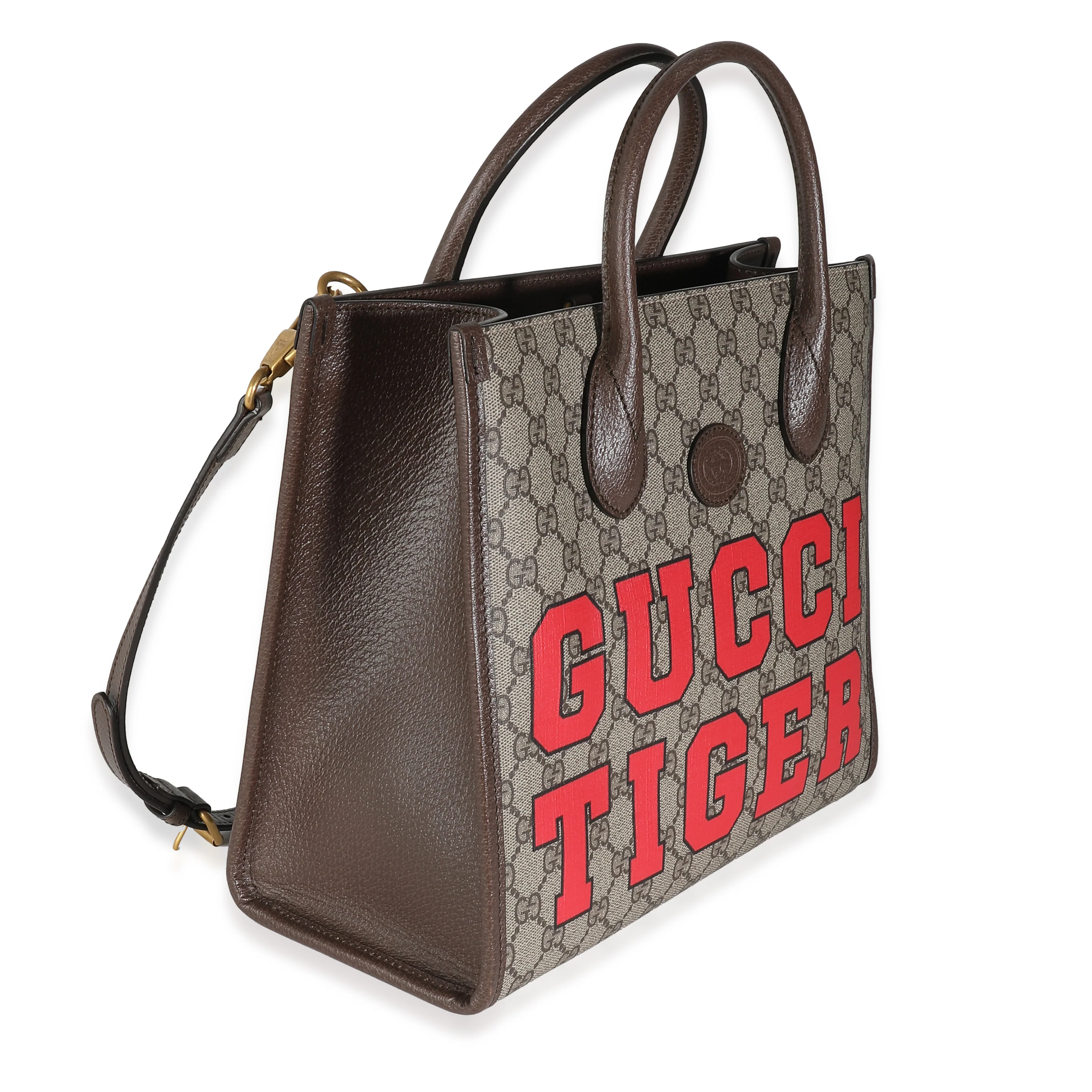 Beige GG Supreme Monogram Small Tiger Tote - Image 3