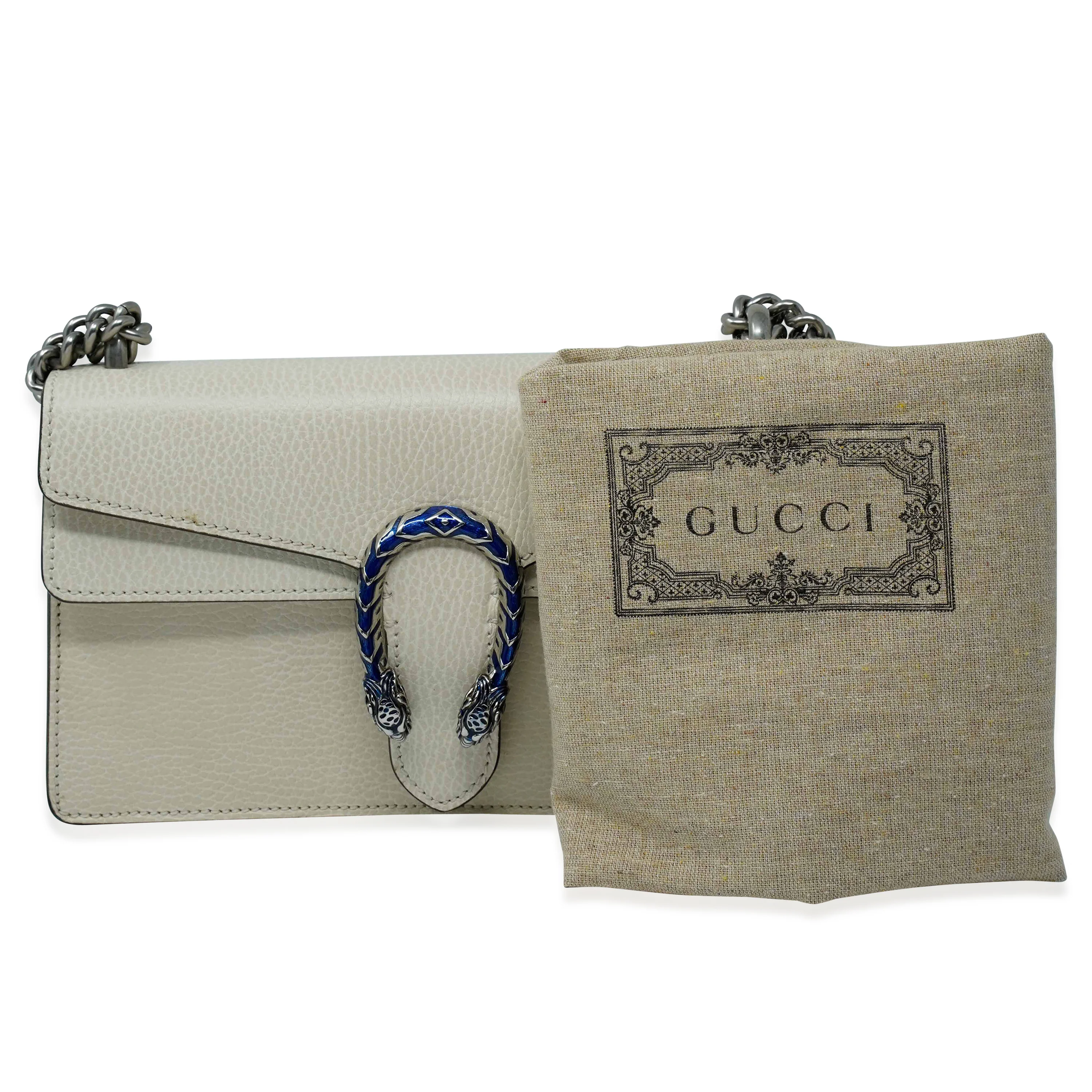 White Calfskin Small Dionysus Shoulder Bag - Image 9