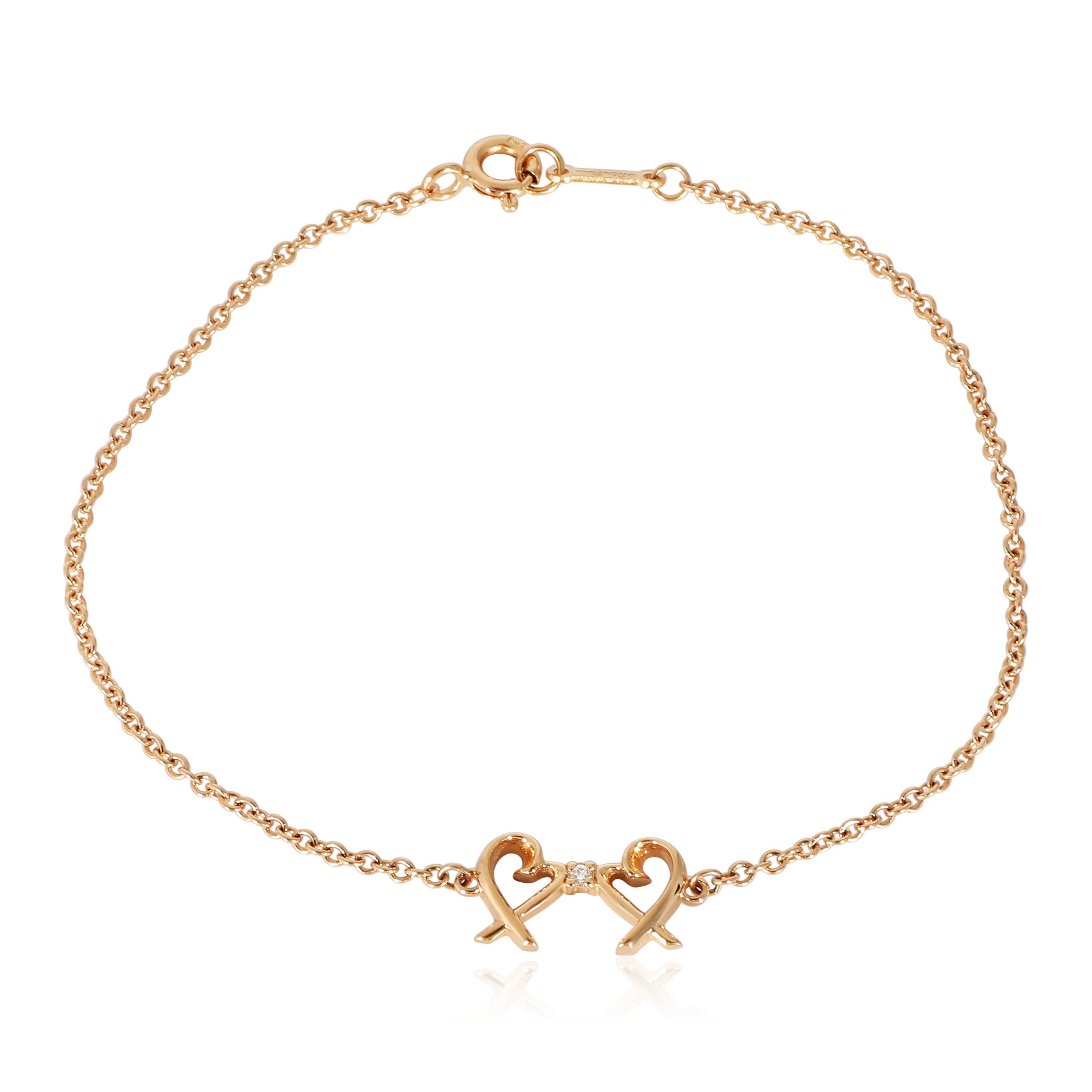 Paloma Picasso Double Loving Heart Bracelet in 18K Rose Gold 0.01 CTW