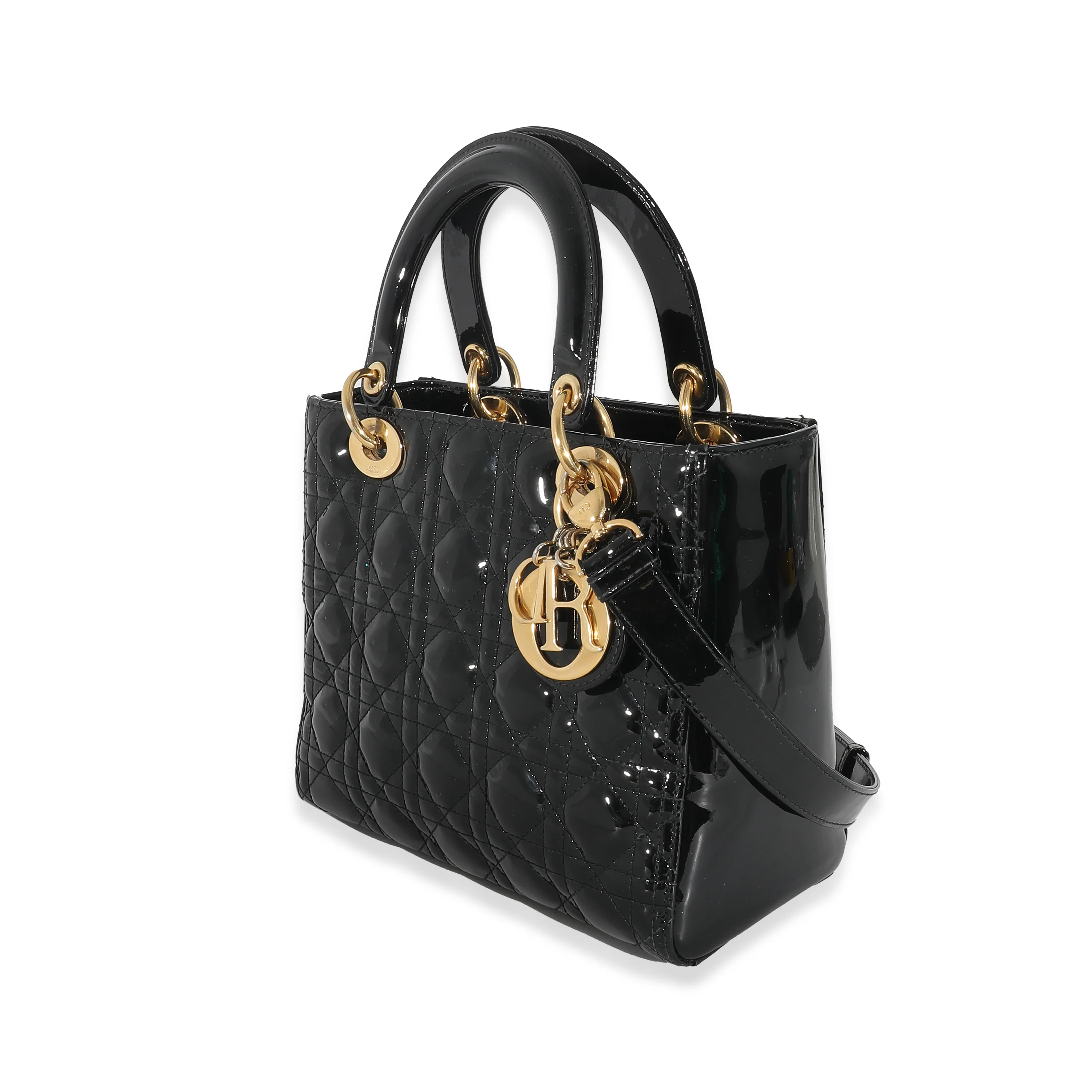 Christian Dior Black Patent Medium Lady Dior - Image 2