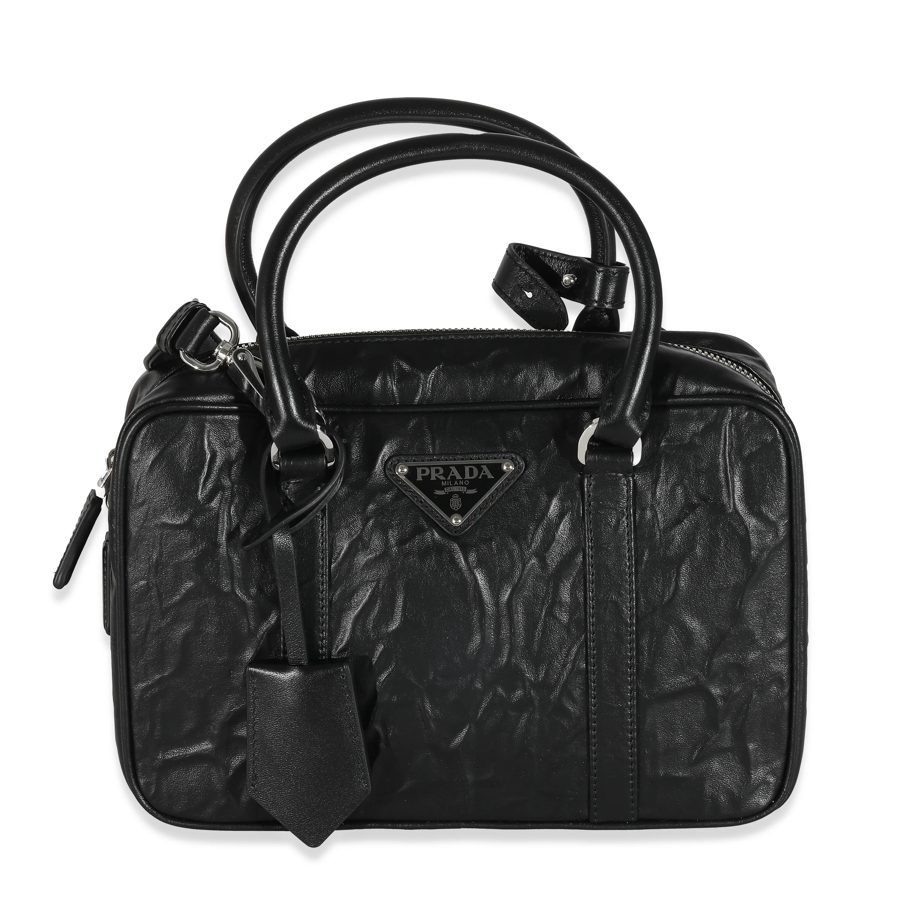 Prada Black Antique Nappa Medium Re-Edition 2001 Bag