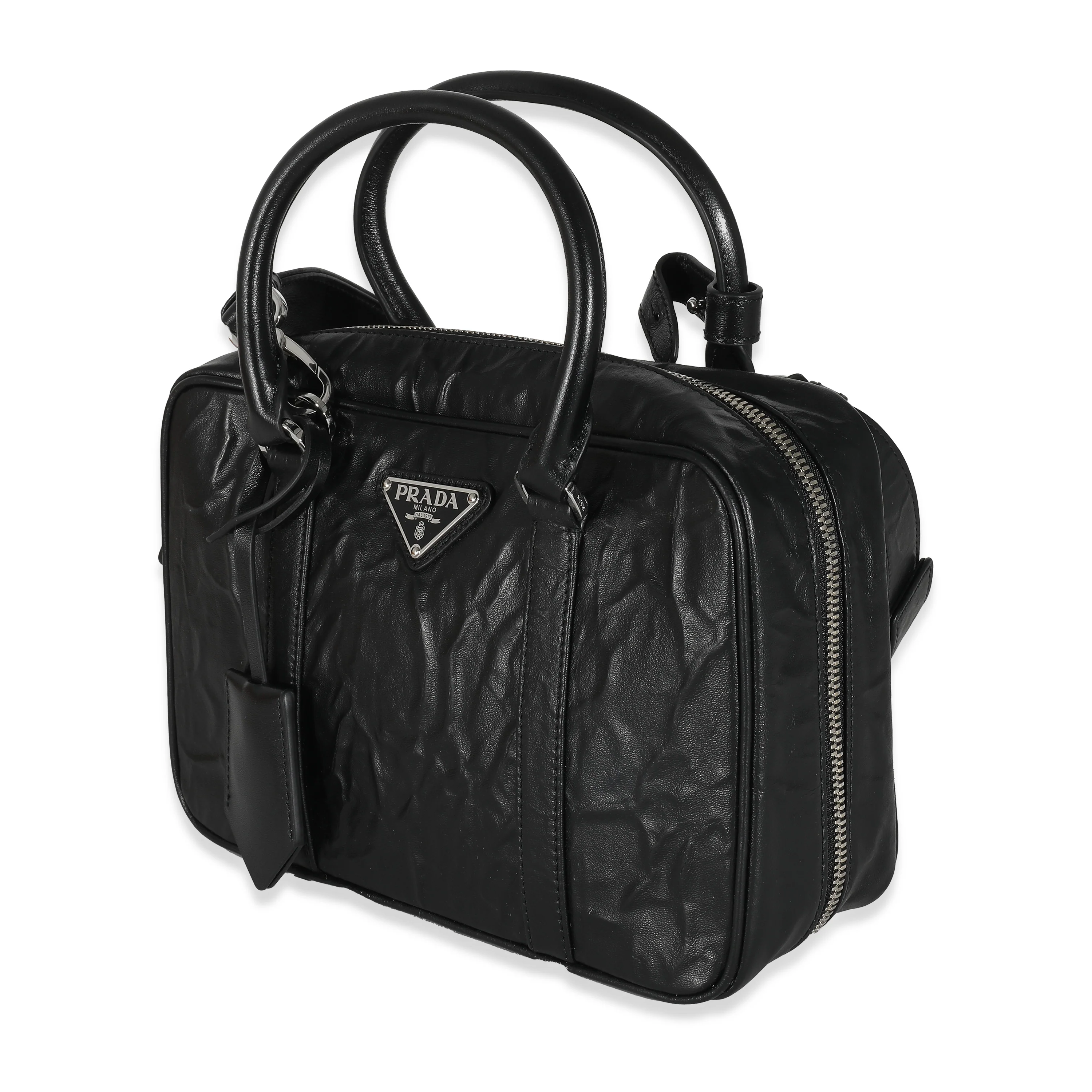 Prada Black Antique Nappa Medium Re-Edition 2001 Bag - Image 2