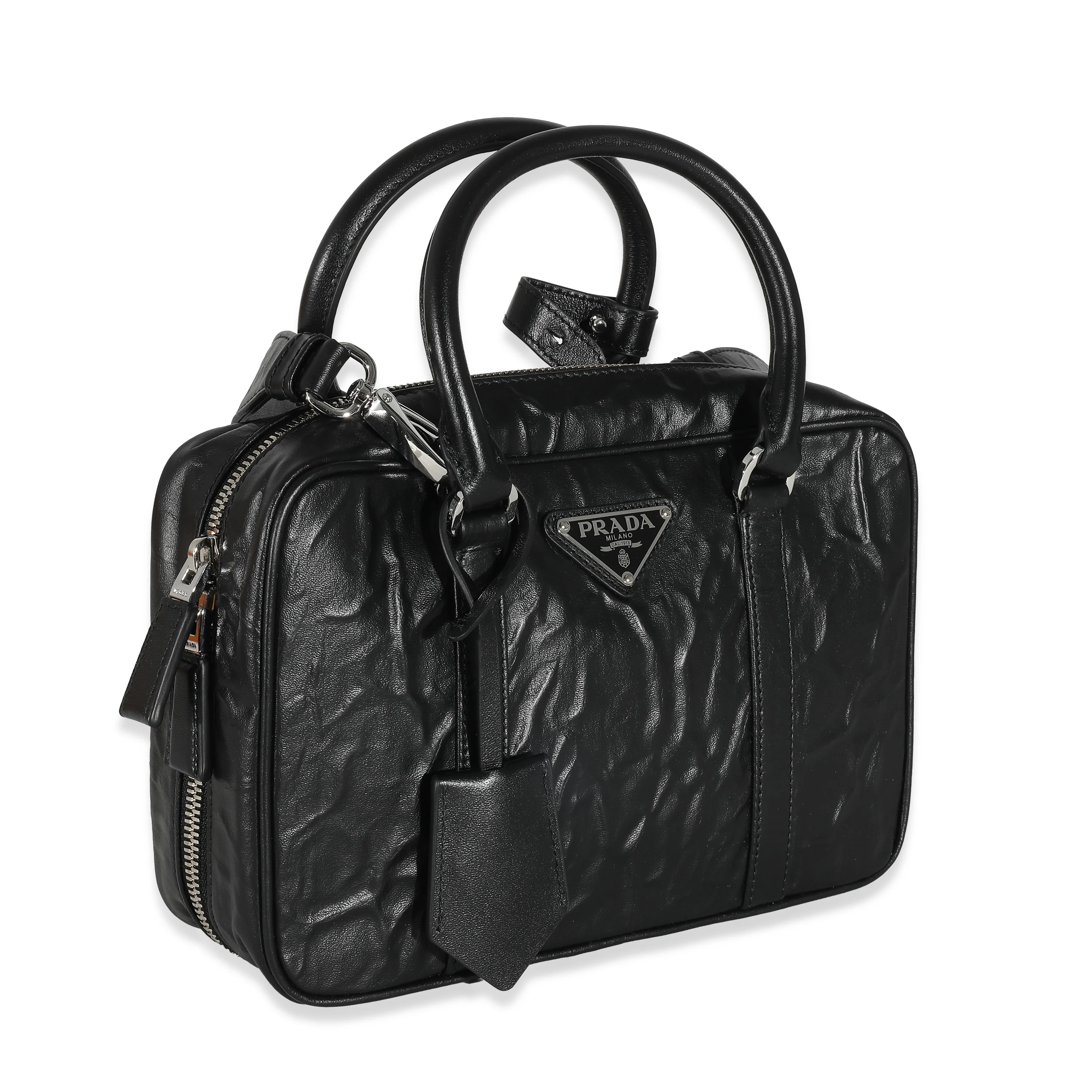 Prada Black Antique Nappa Medium Re-Edition 2001 Bag - Image 3