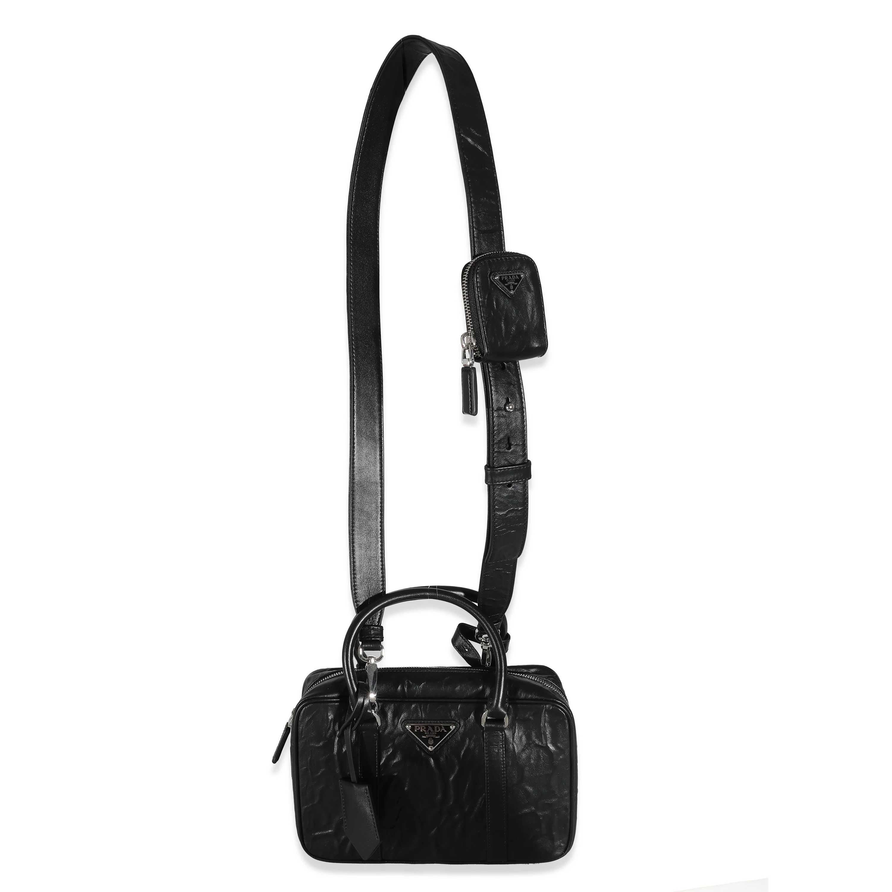 Prada Black Antique Nappa Medium Re-Edition 2001 Bag - Image 8