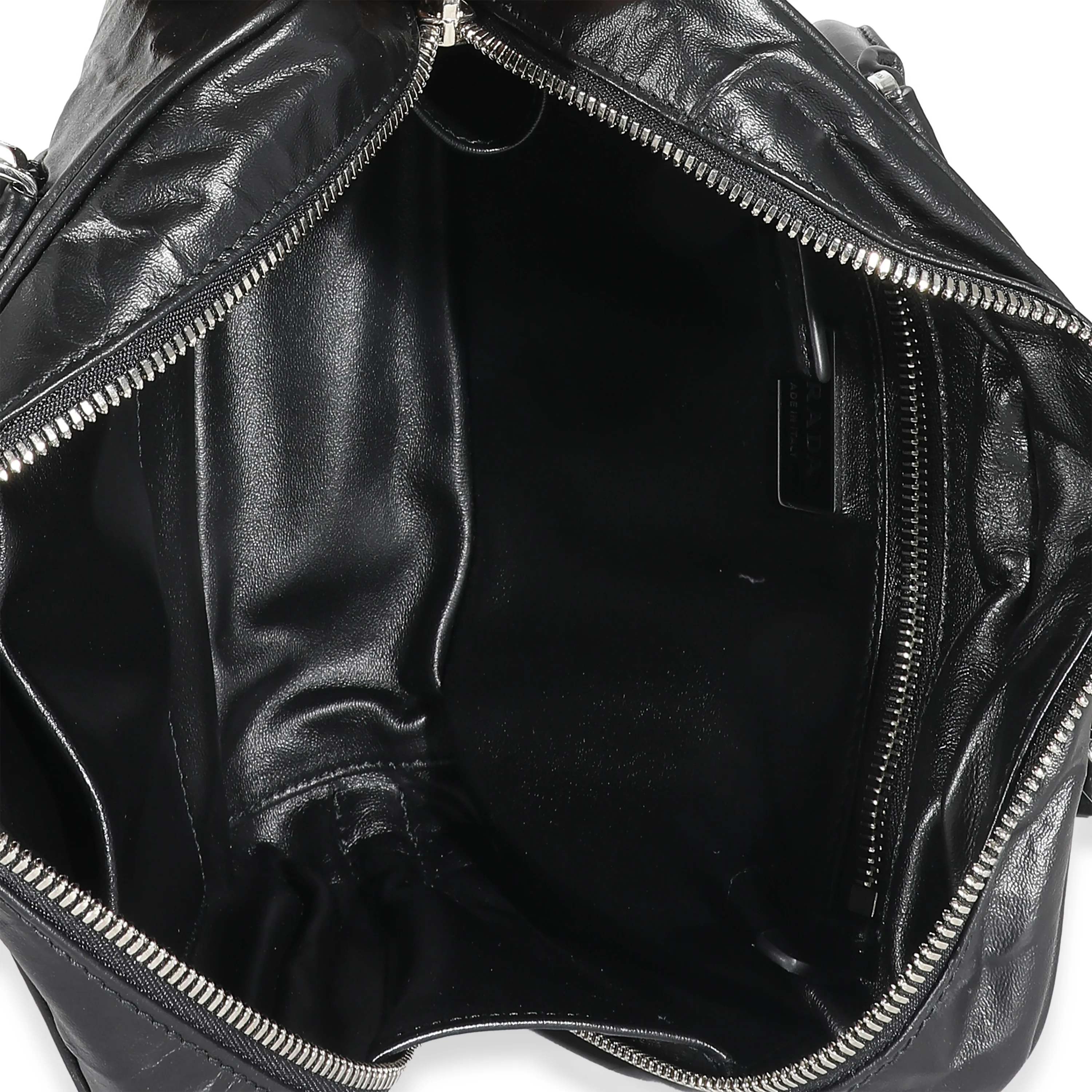 Prada Black Antique Nappa Medium Re-Edition 2001 Bag - Image 9