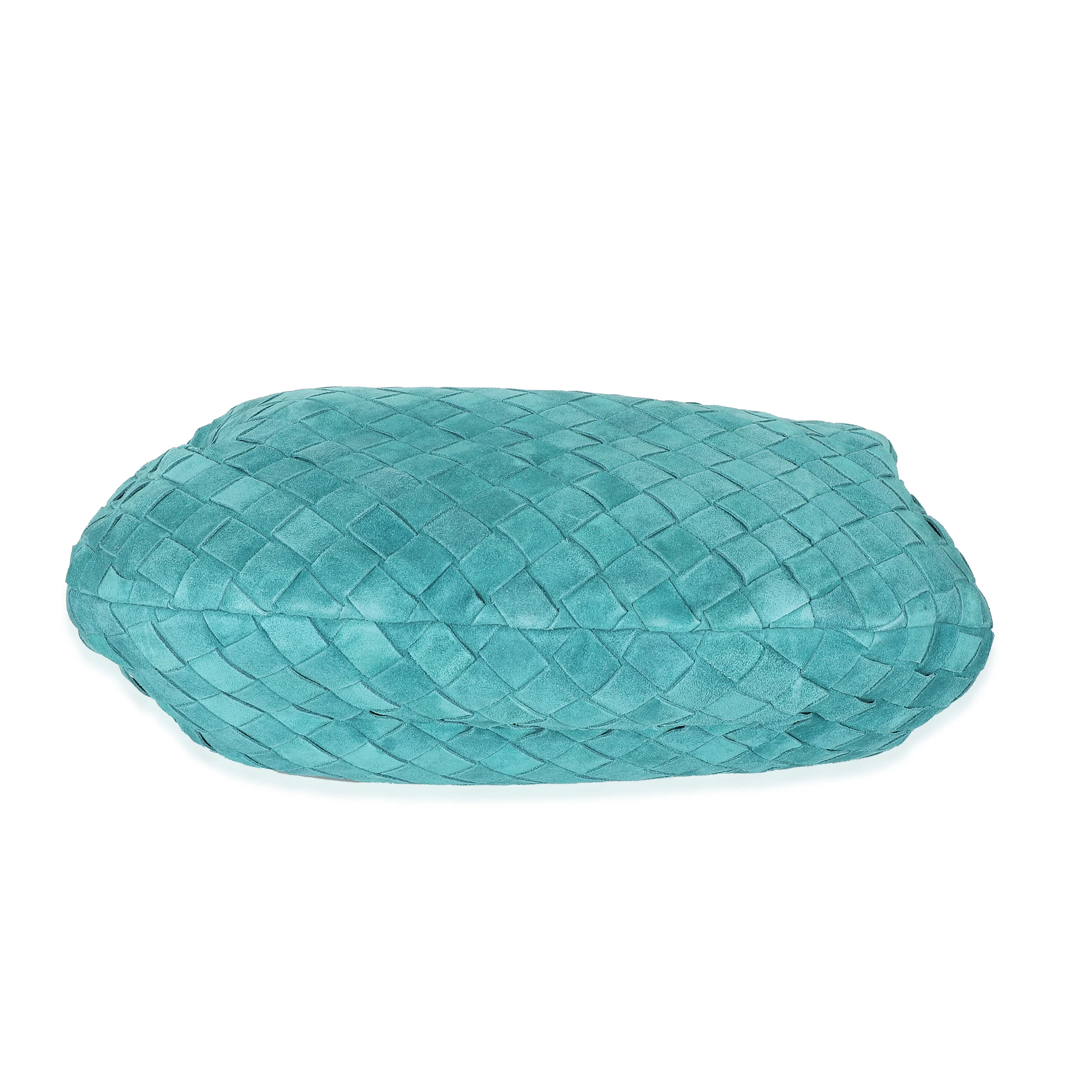 Bottega Veneta Teal Suede Intrecciato Teen Jodie - Image 5
