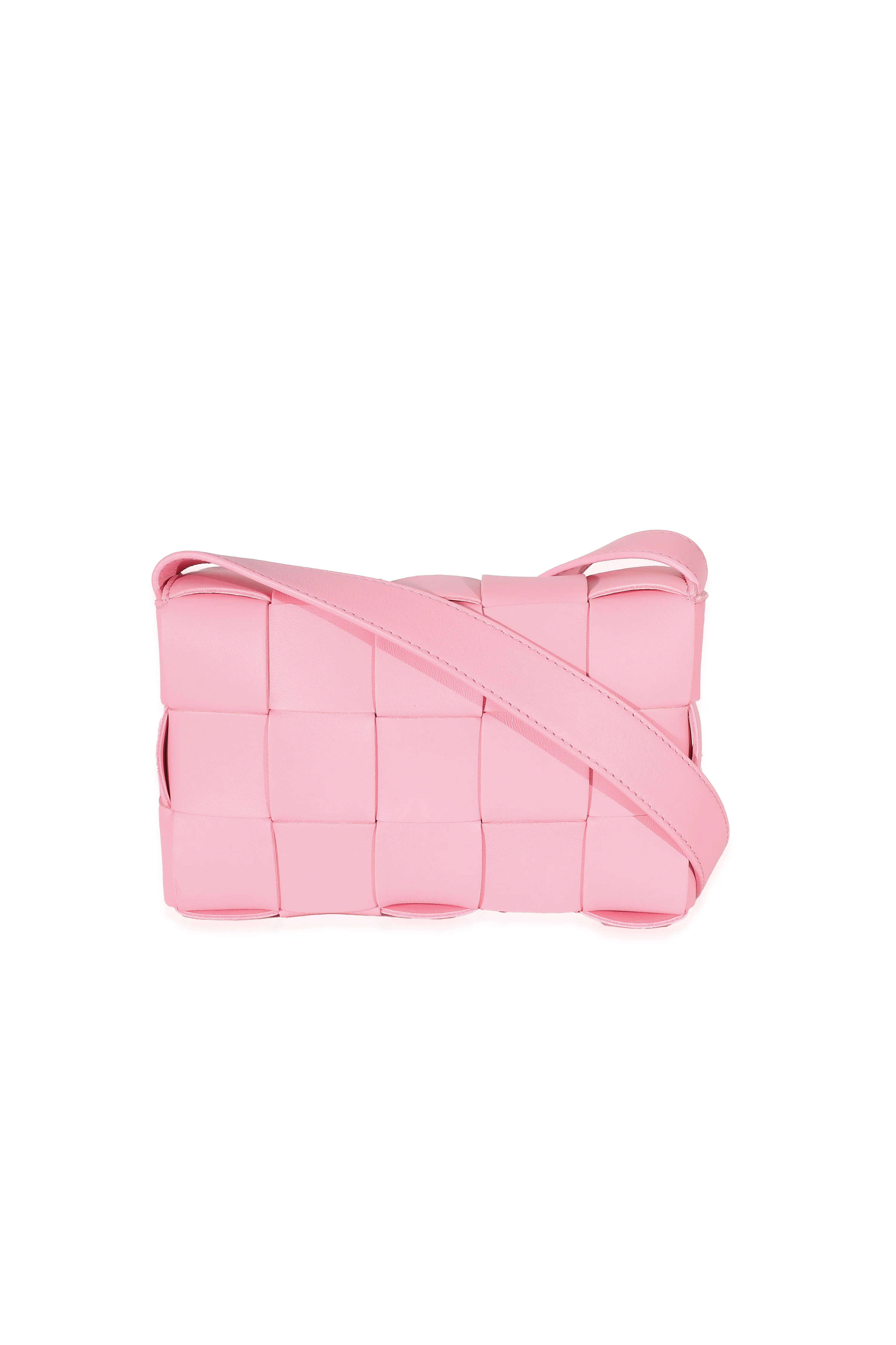 Bottega Veneta Pink Intrecciato Lambskin Small Cassette Bag - Image 3