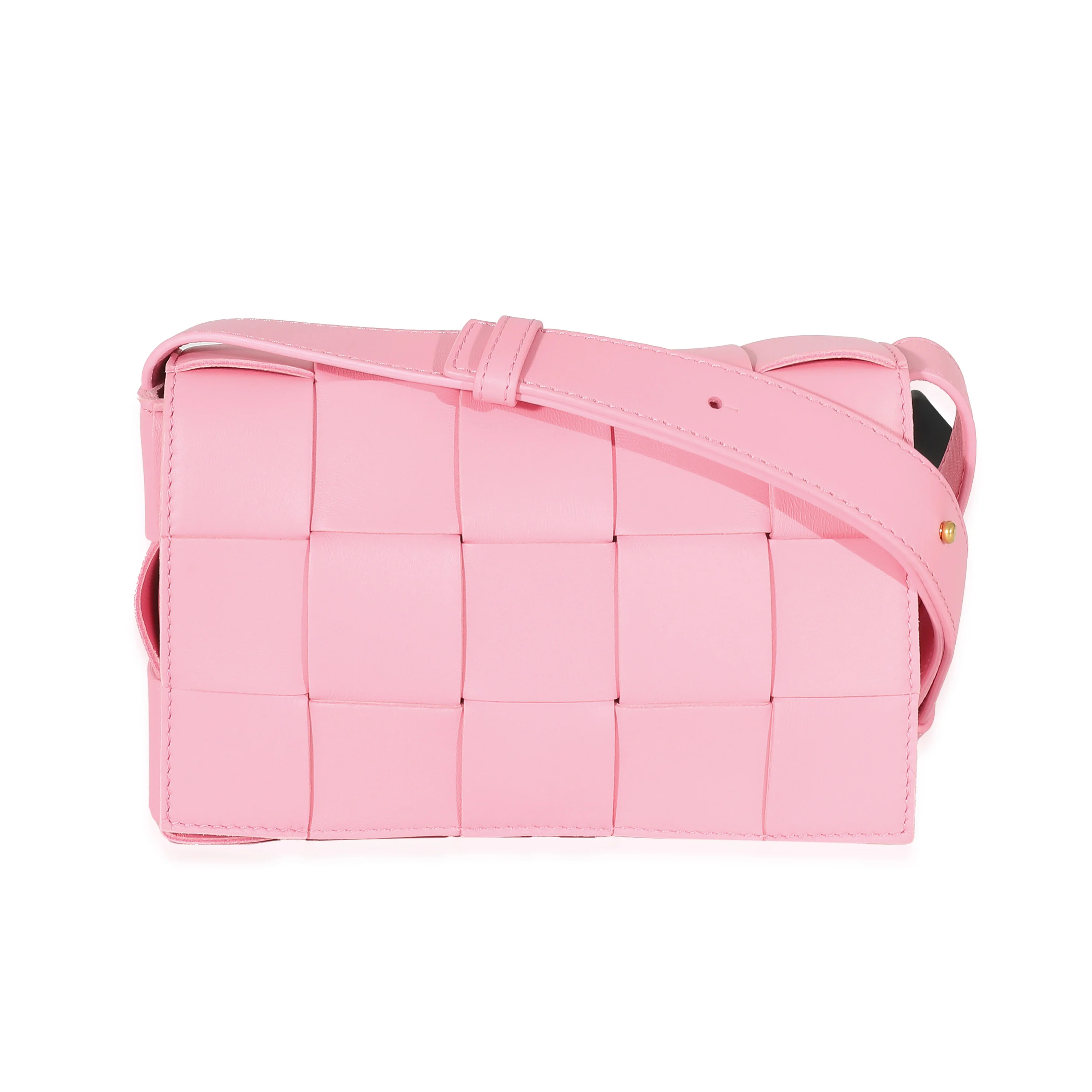 Bottega Veneta Pink Intrecciato Lambskin Small Cassette Bag