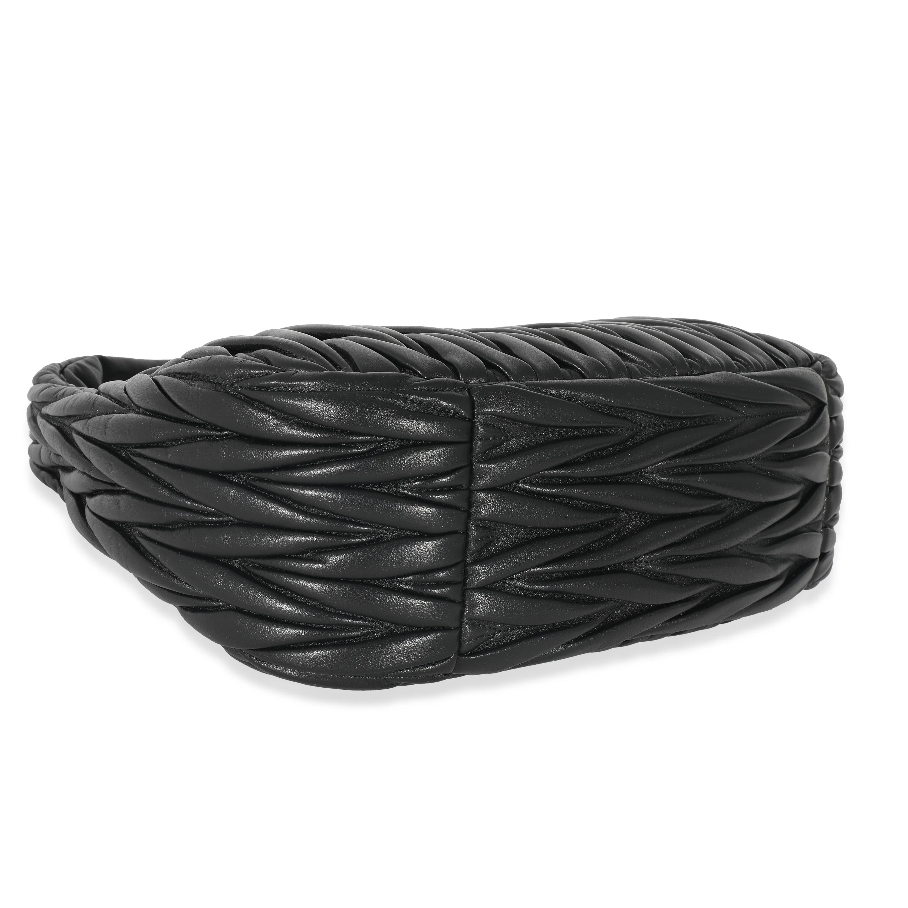 Miu Miu Black Matelasse Nappa Wander Hobo - Image 5
