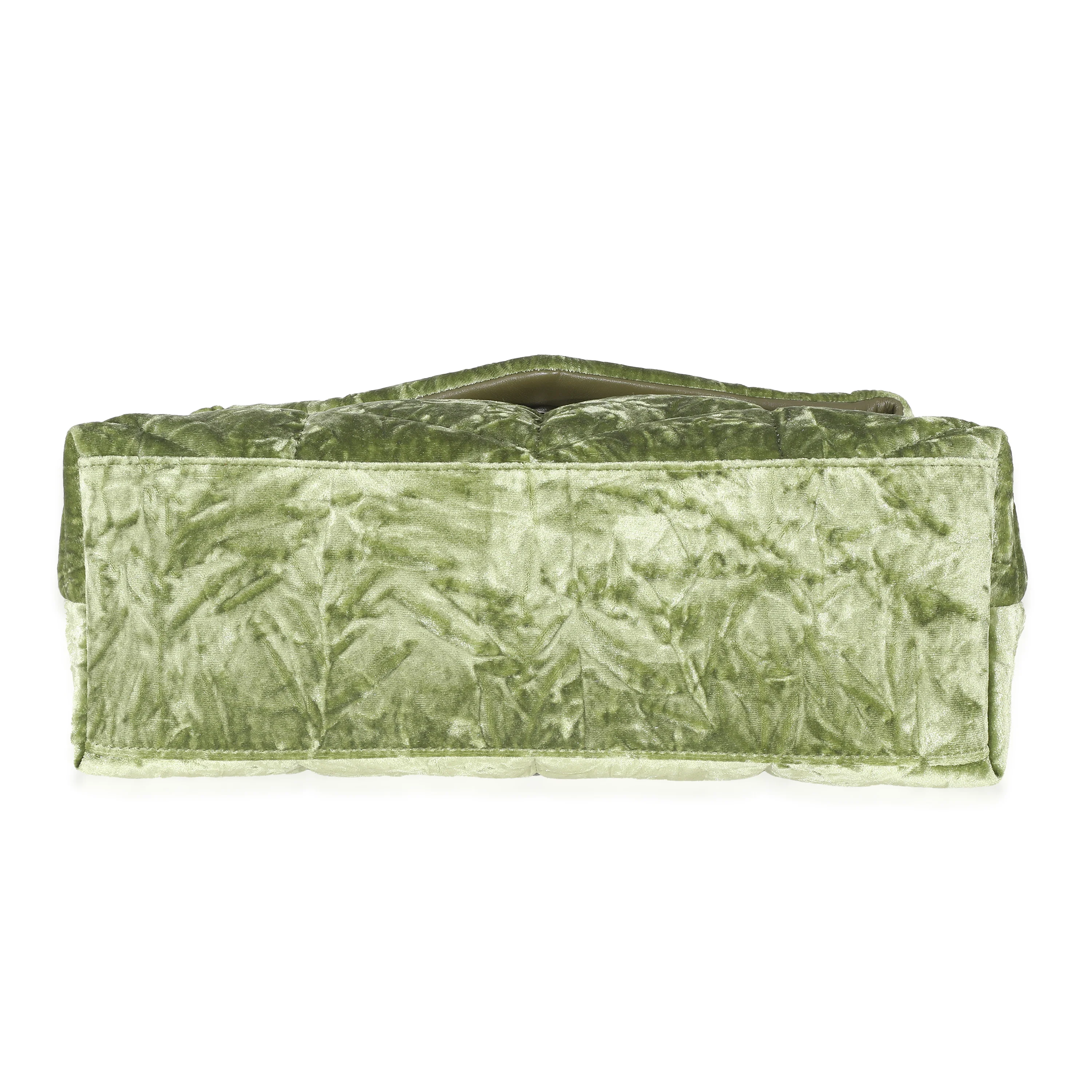 Saint Laurent Green Crushed Velvet Small Loulou Puffer Bag - Image 5