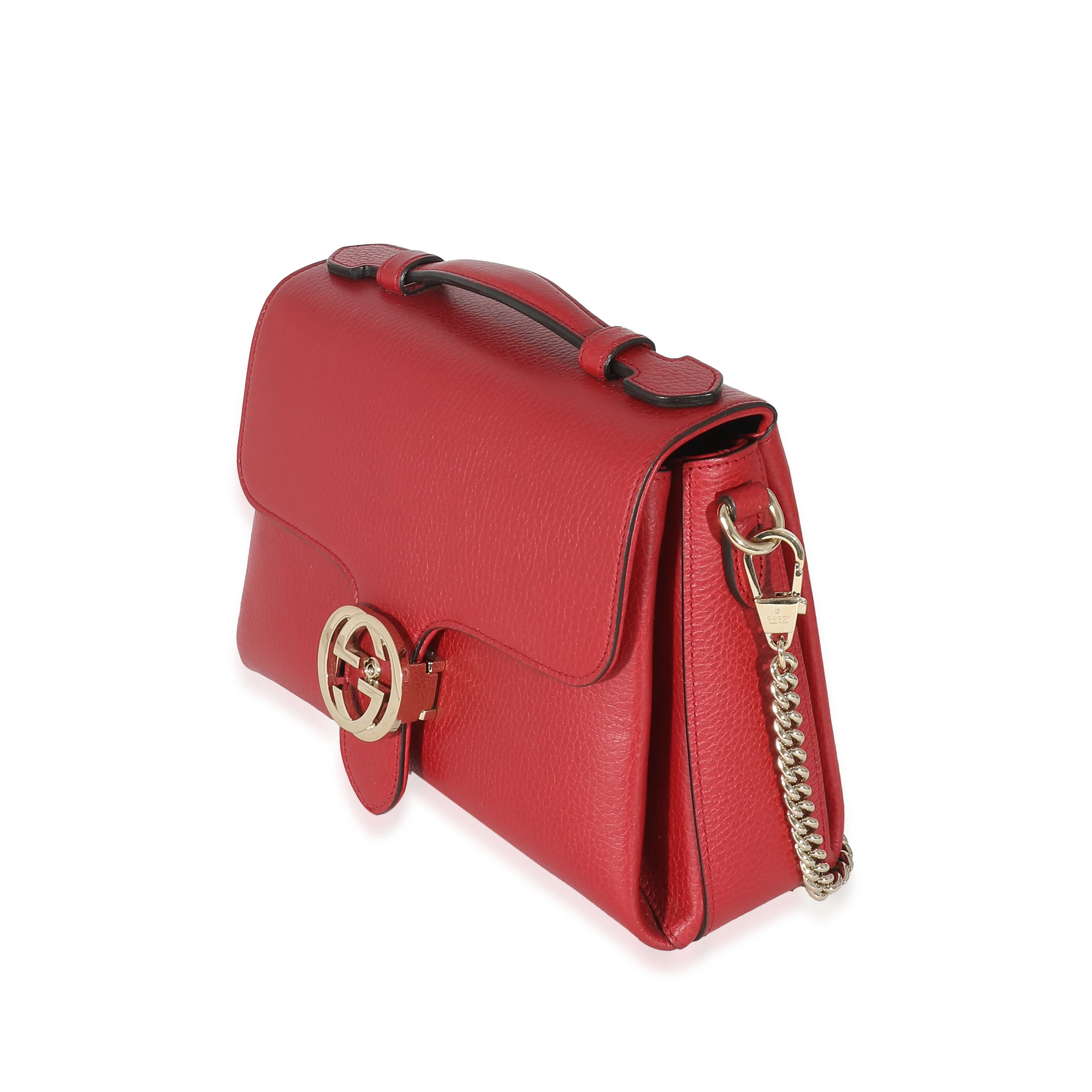 Gucci Red Calfskin Small Interlocking G Dollar Top Handle Bag - Image 2