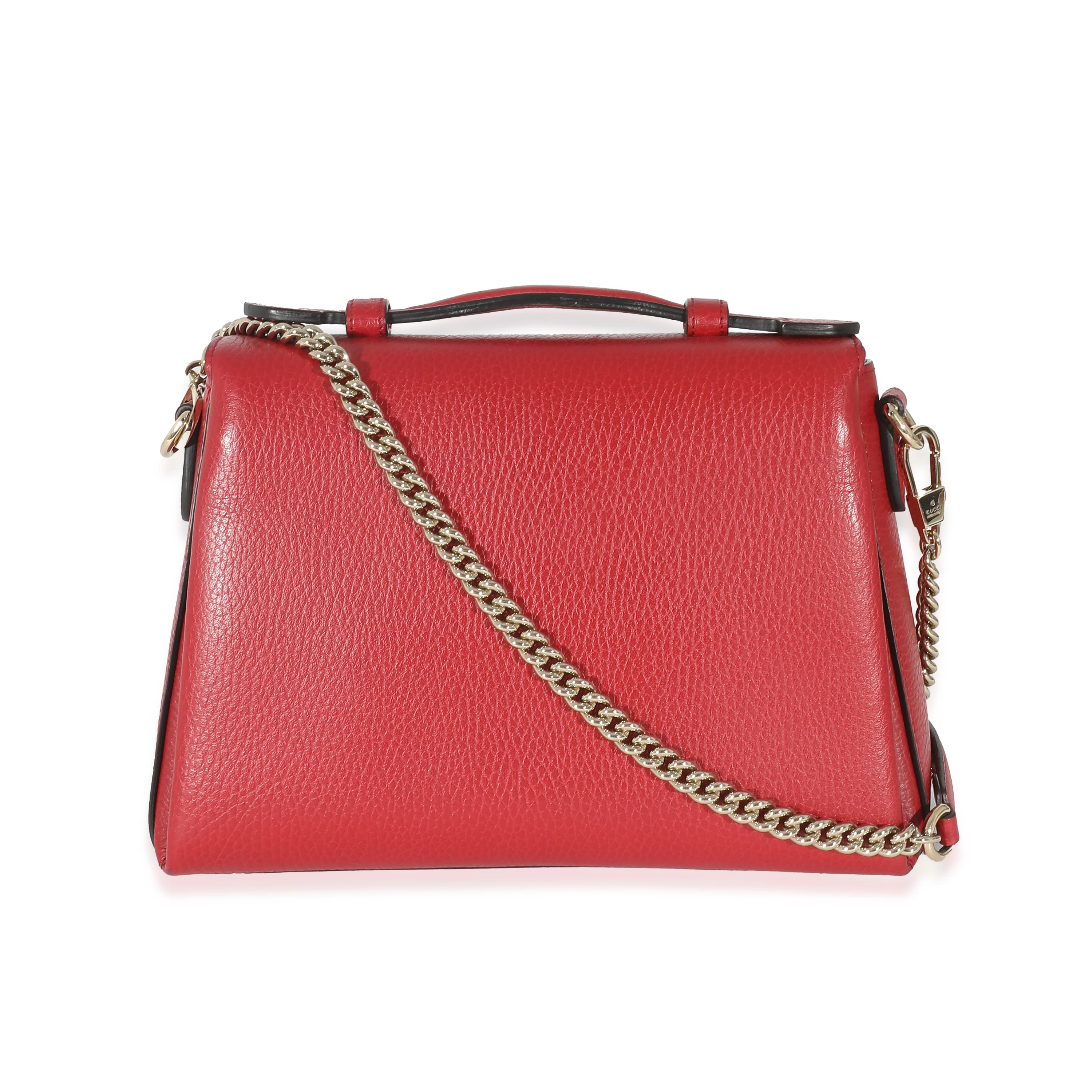 Gucci Red Calfskin Small Interlocking G Dollar Top Handle Bag - Image 3