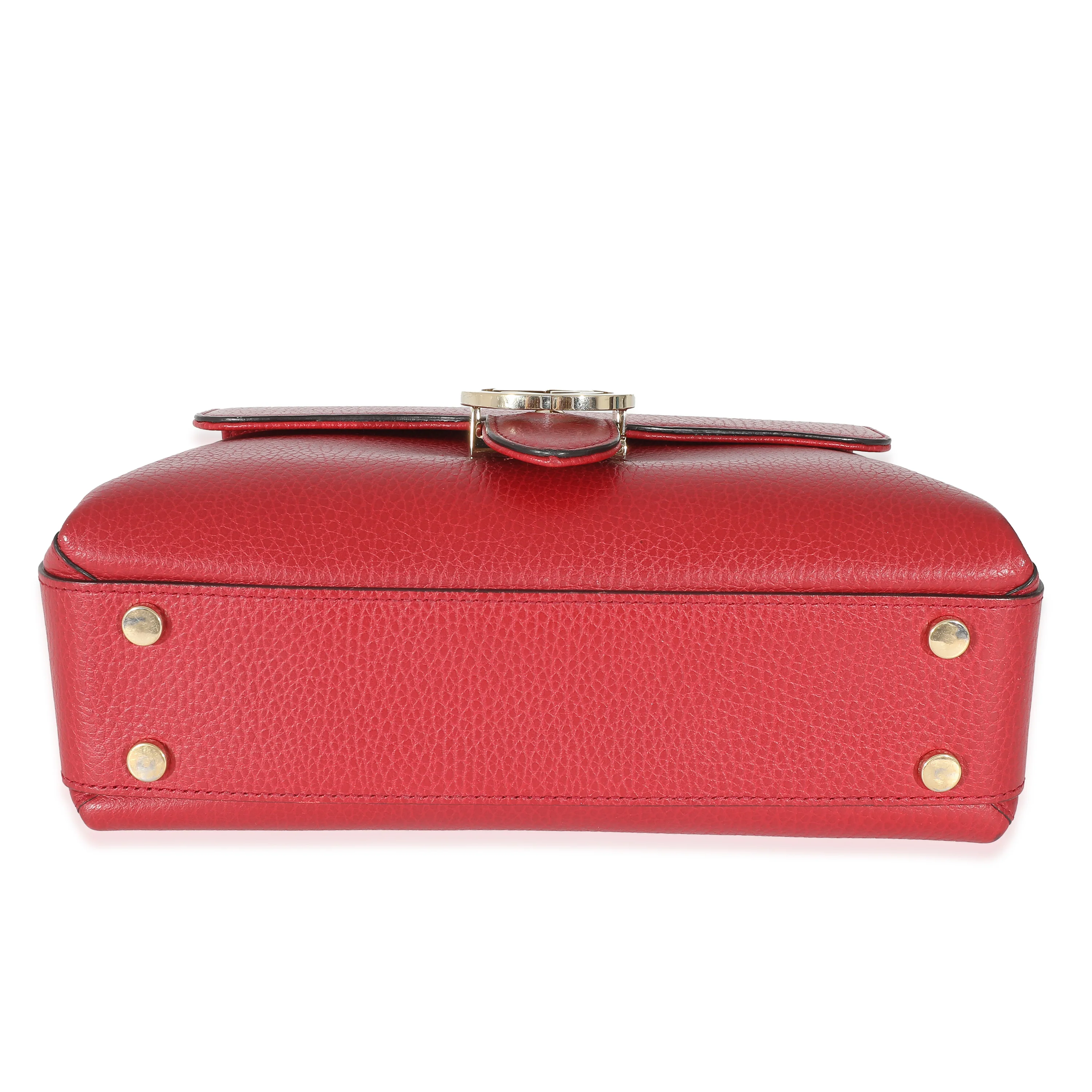 Gucci Red Calfskin Small Interlocking G Dollar Top Handle Bag - Image 5