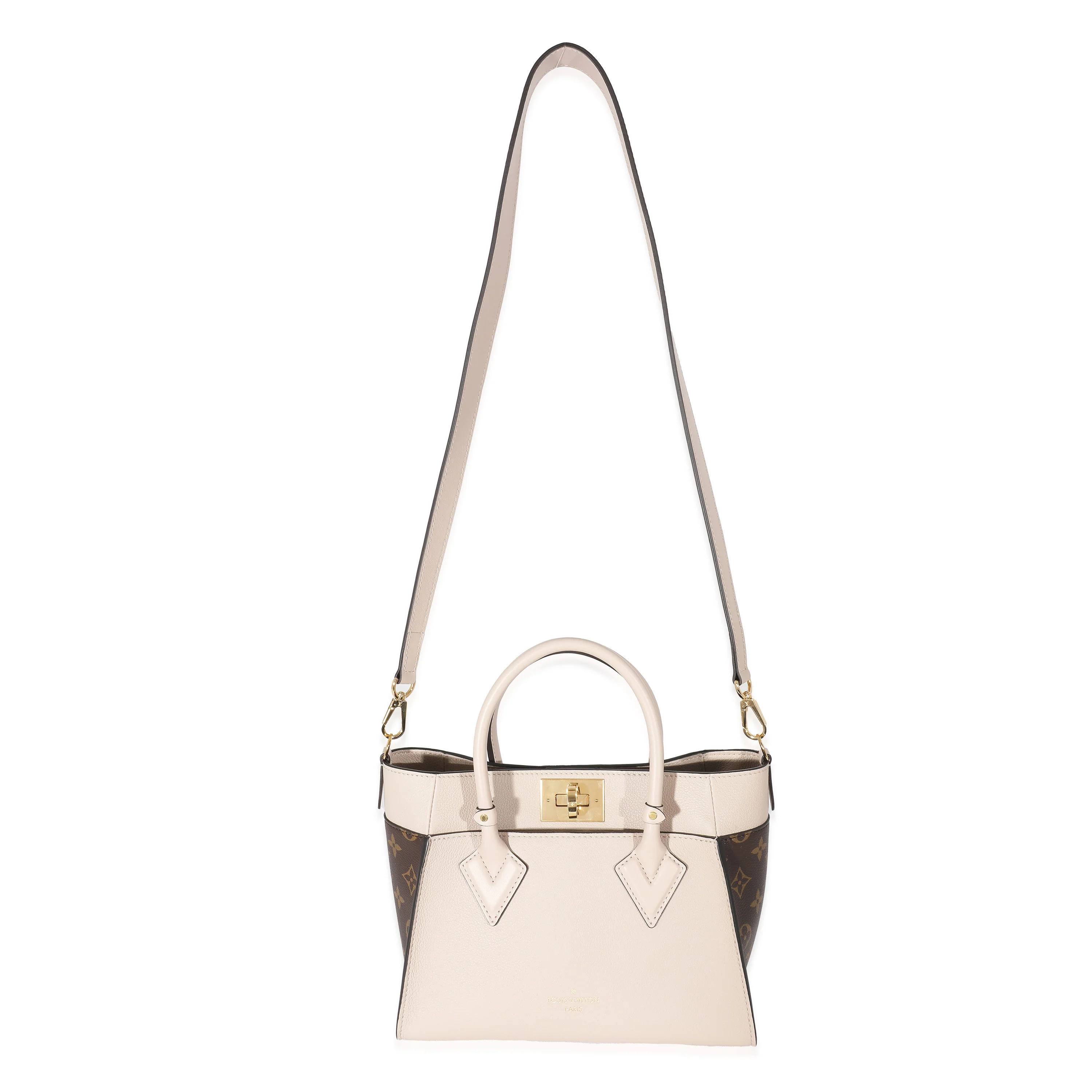 Louis Vuitton Greige Leather Monogram Canvas On My Side PM - Image 8