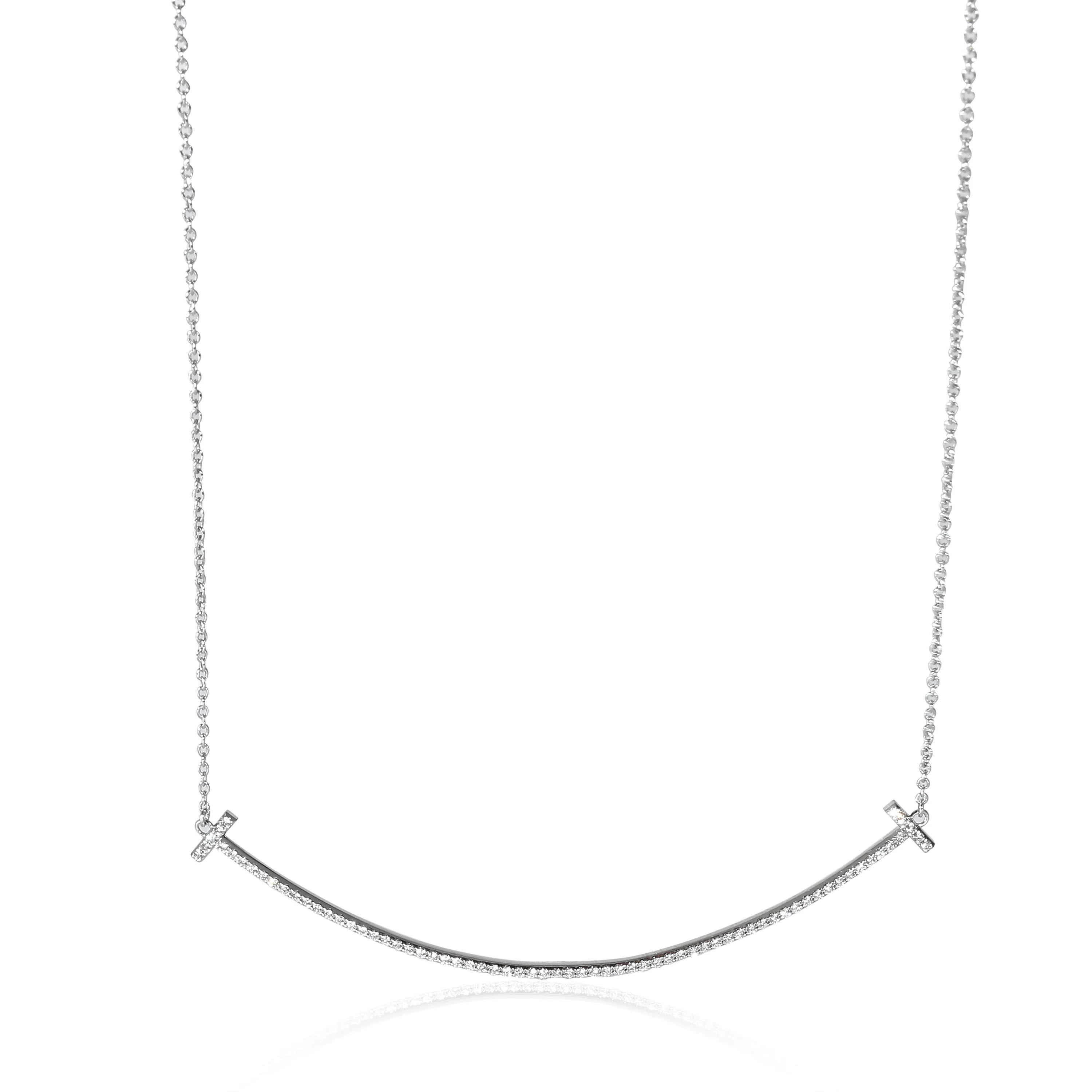 Tiffany & Co. Tiffany T Smile Large Pendant in 18K White Gold 0.19 CTW