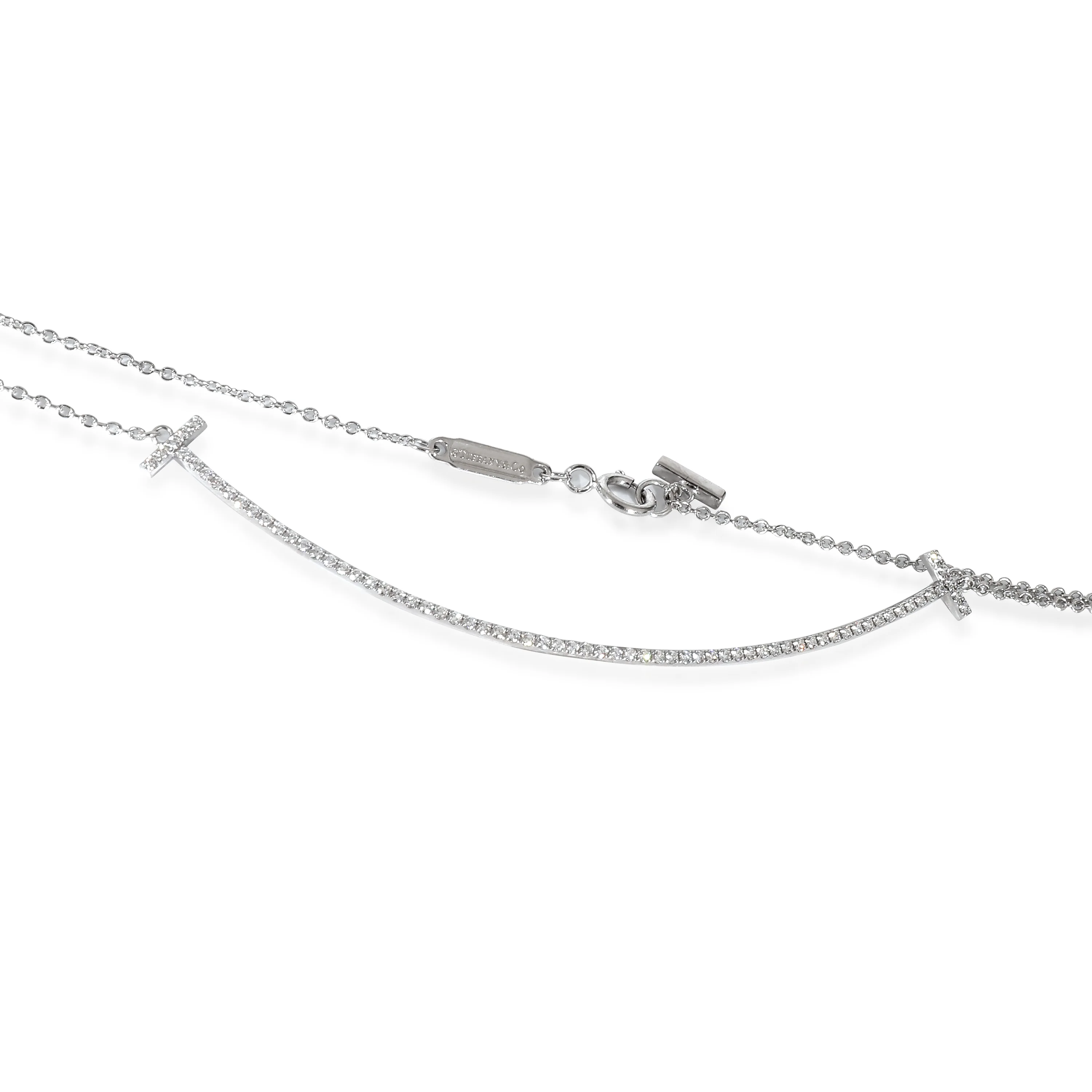 Tiffany & Co. Tiffany T Smile Large Pendant in 18K White Gold 0.19 CTW - Image 3