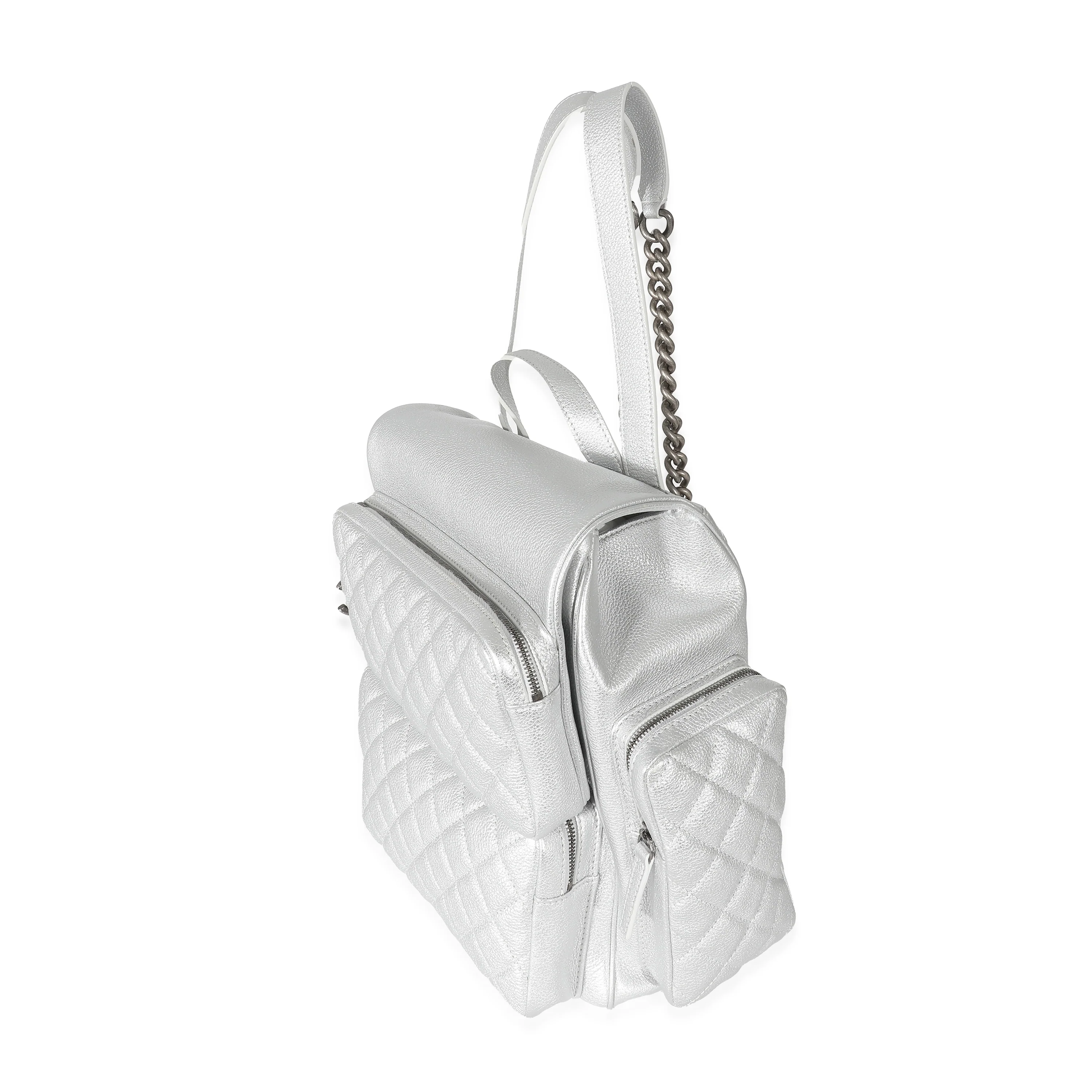 Chanel 16S Silver Grained Calfskin Casual Rock Backpack - Image 2